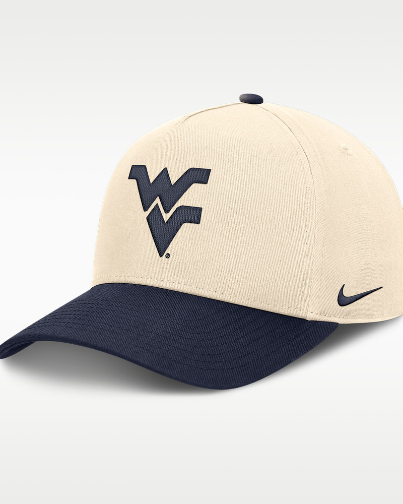 West Virginia Campus Prep Rise Men's Nike College A-Frame Adjustable Hat 1