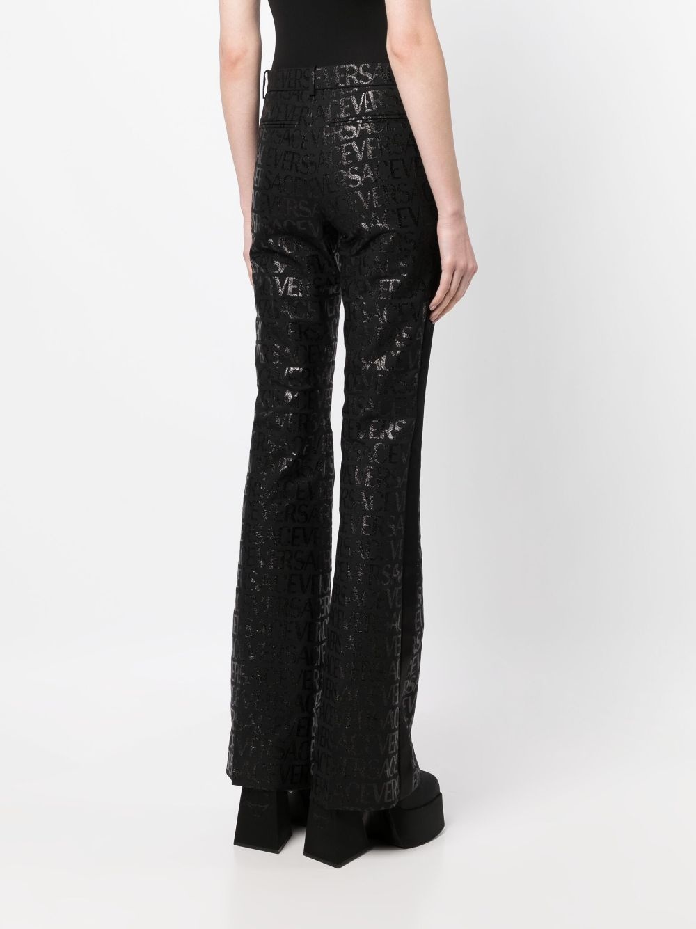 logo-jacquard flared-leg trousers - 4