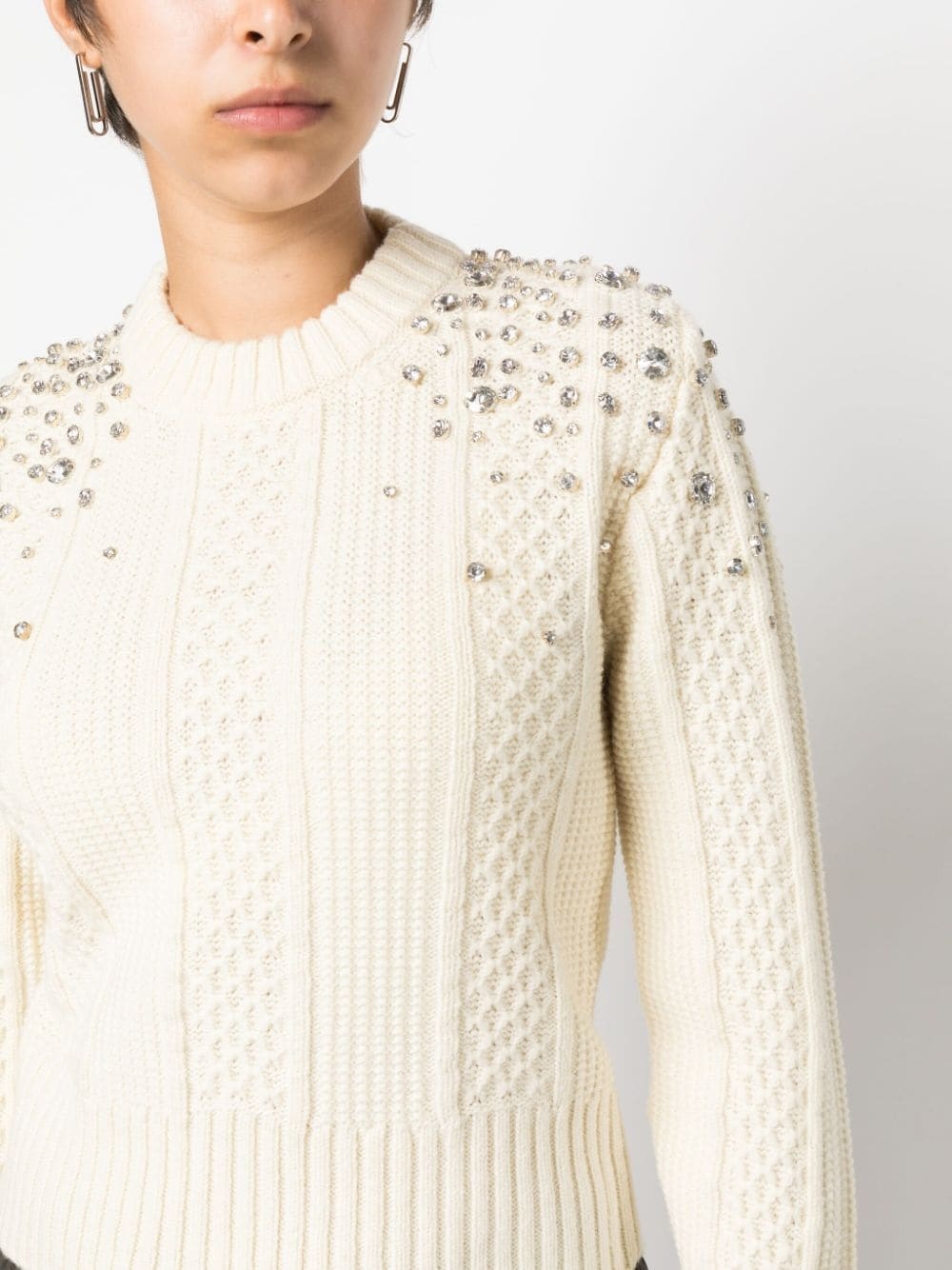 crystal-embellished virgin wool jumper - 5