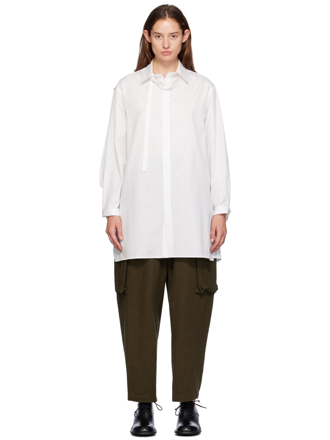 White Open Tab Shirt - 1
