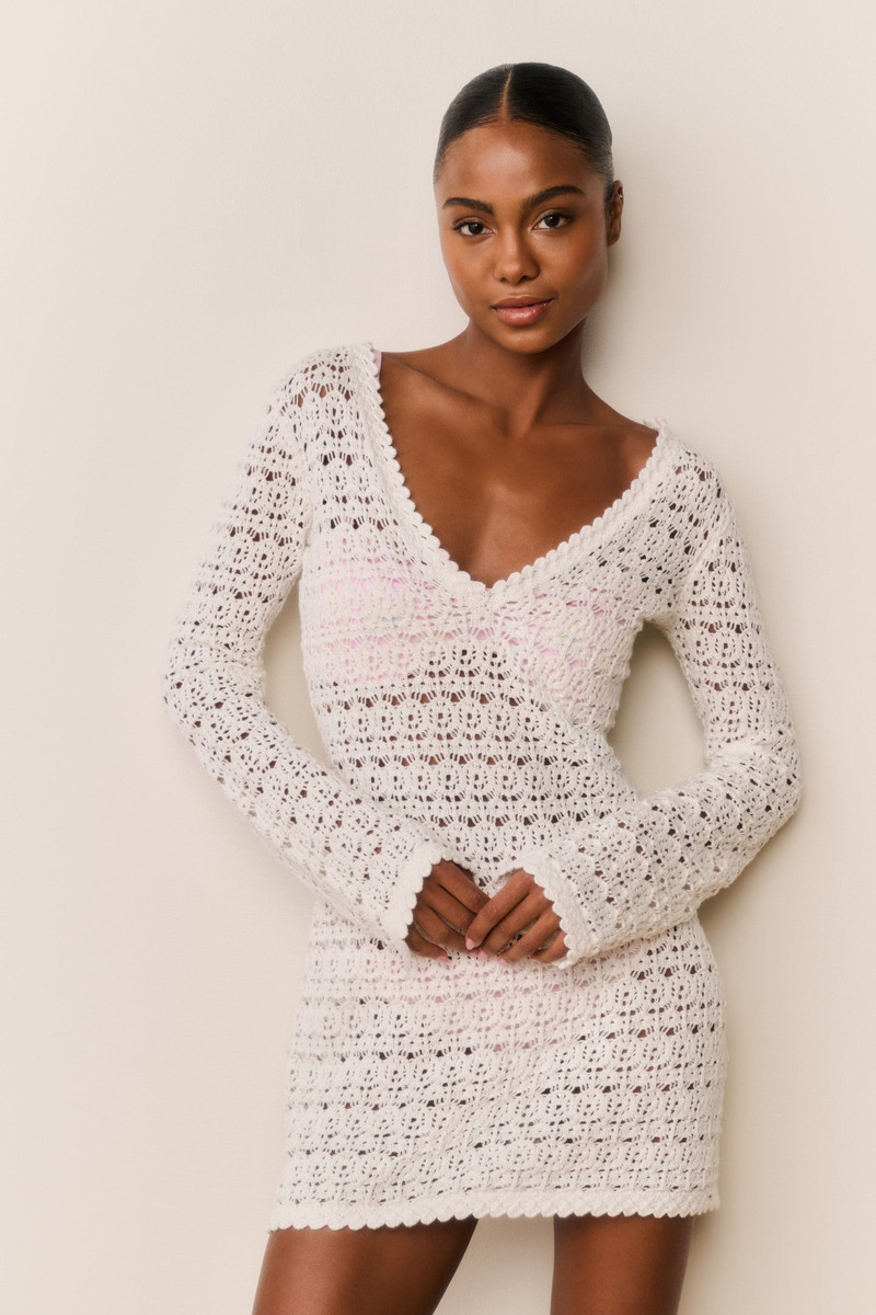 LoveShackFancy Vespa Crochet Mini Cover-Up Dress outlook