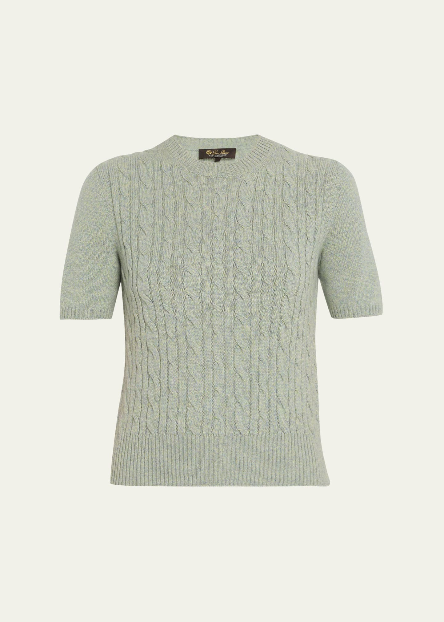 Treccia Cashmere Short-Sleeve Sweater - 1