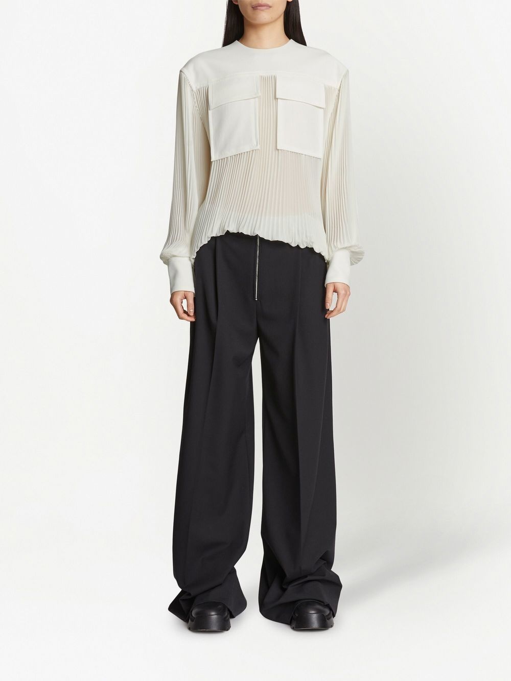 sheer pleated blouse - 2