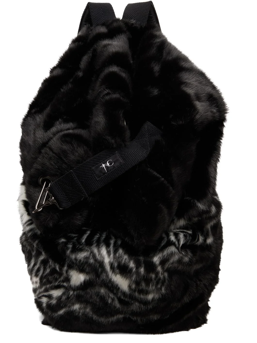 Black 'Three Riding Skull' Faux Fur Backpack - 1