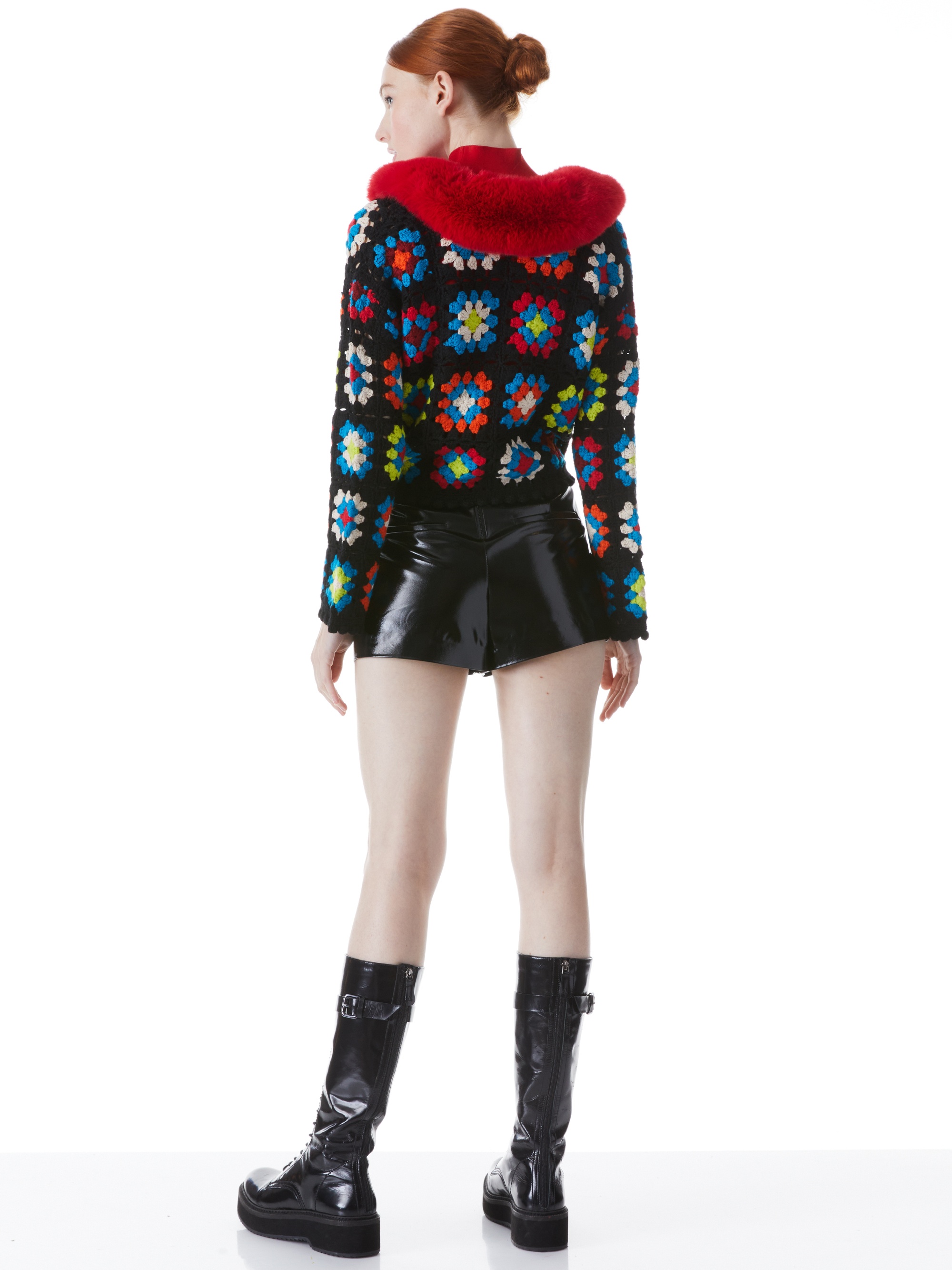ANDERSON CROPPED FAUX FUR COLLARED CARDIGAN - 3