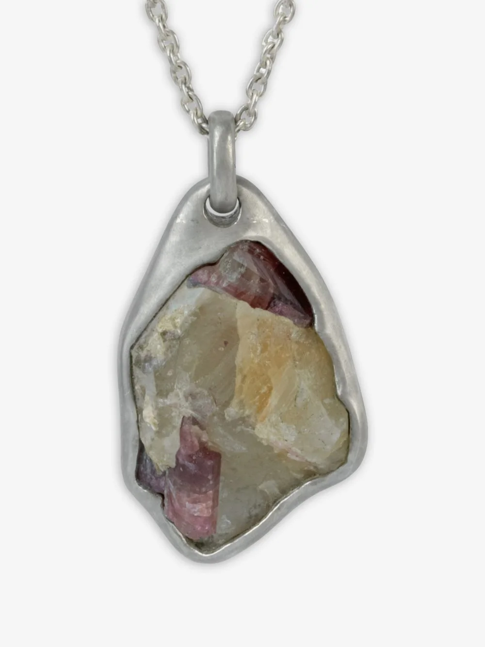 sterling silver Halos rubellite tourmlaine necklace - 1