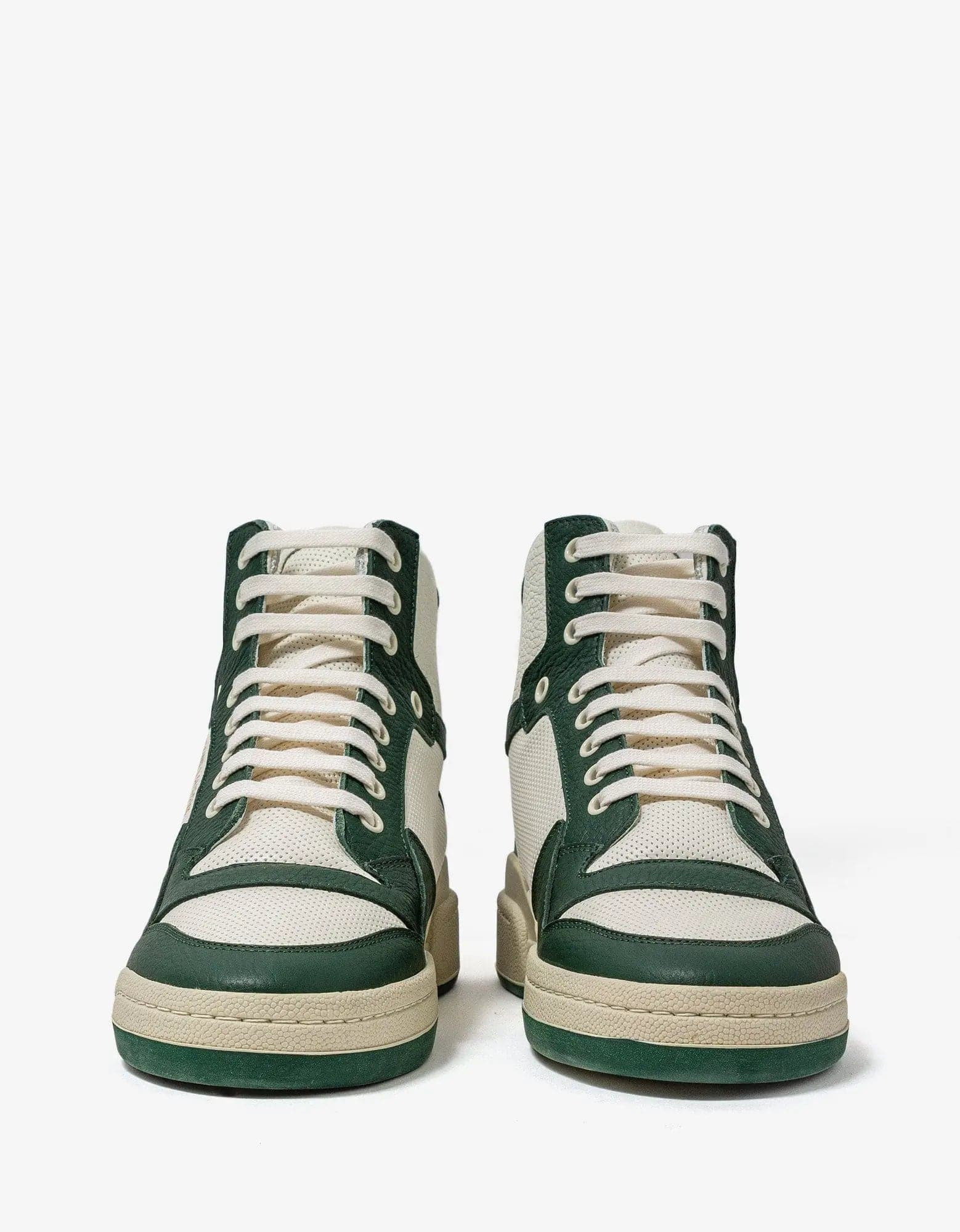 Saint Laurent White & Green SL/24 Mid Top Trainers - 4
