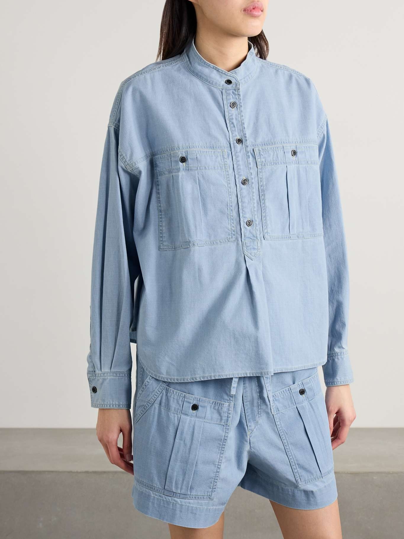 Vero cotton-chambray shirt Mid denim - 3