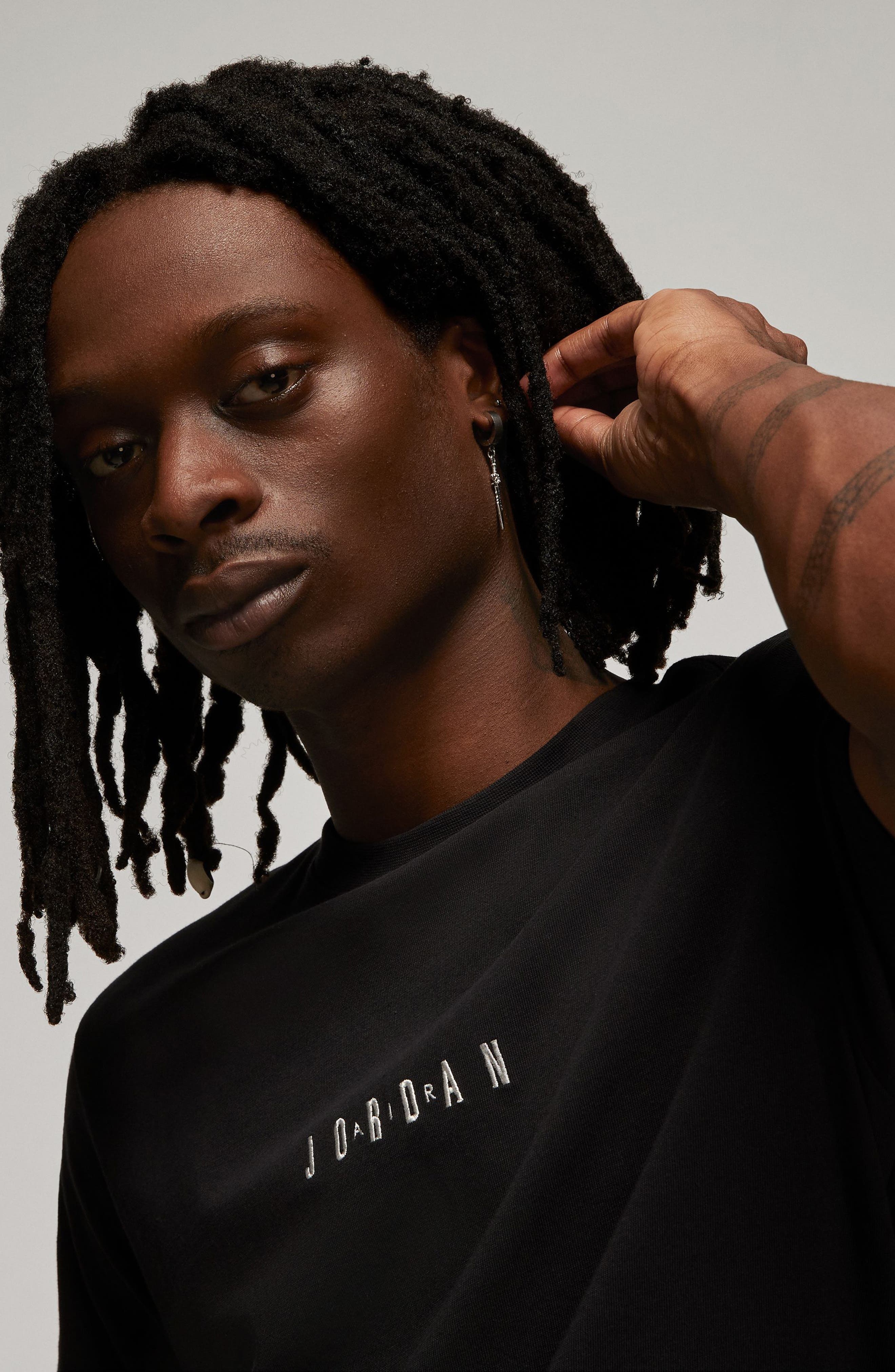 Nike Jordan Embroidered Crewneck T-Shirt in Black/Sail/Sail at Nordstrom - 5
