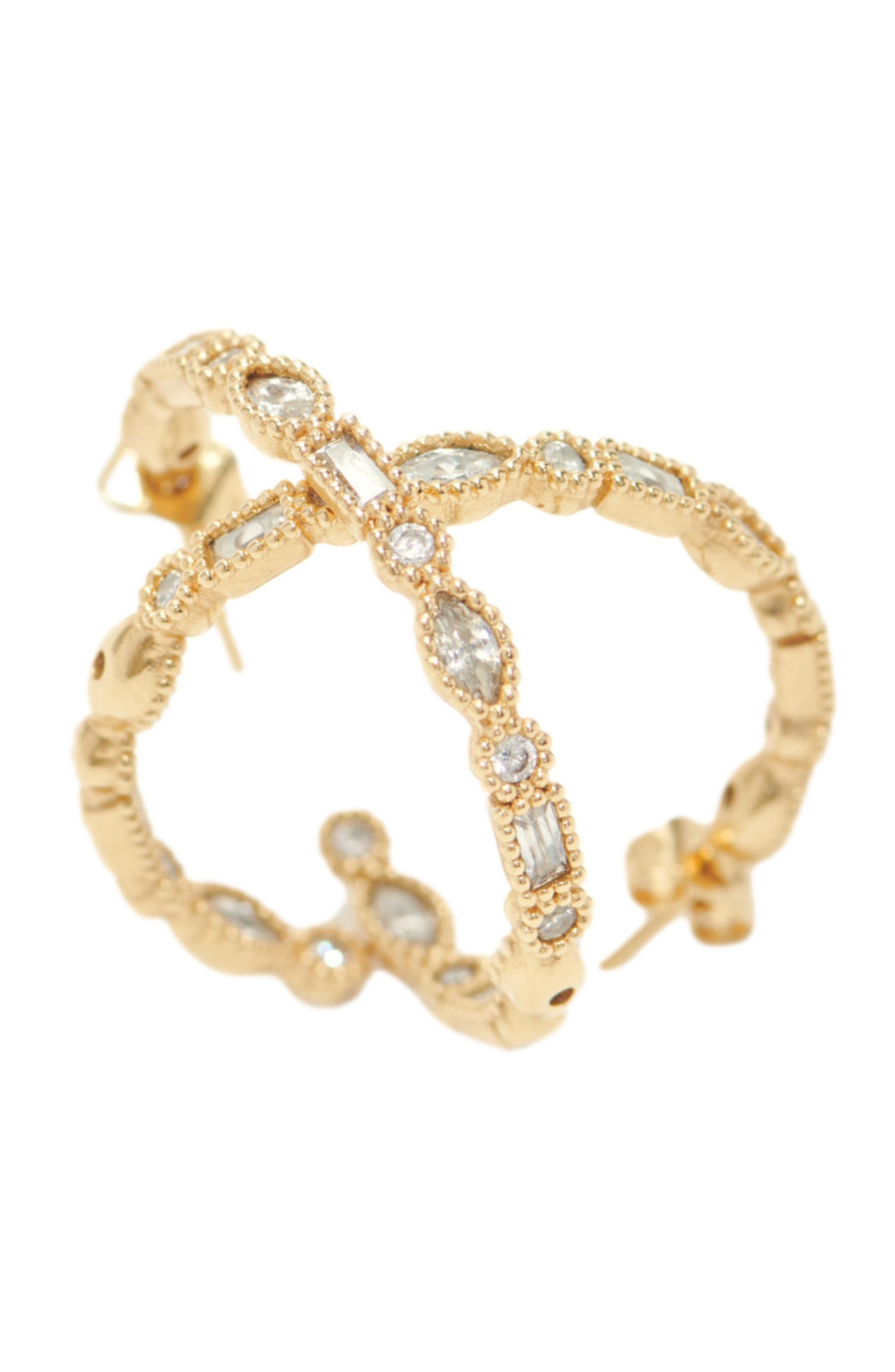 maje Diamanté-embellished large hoop earrings in Gold at Nordstrom - 3