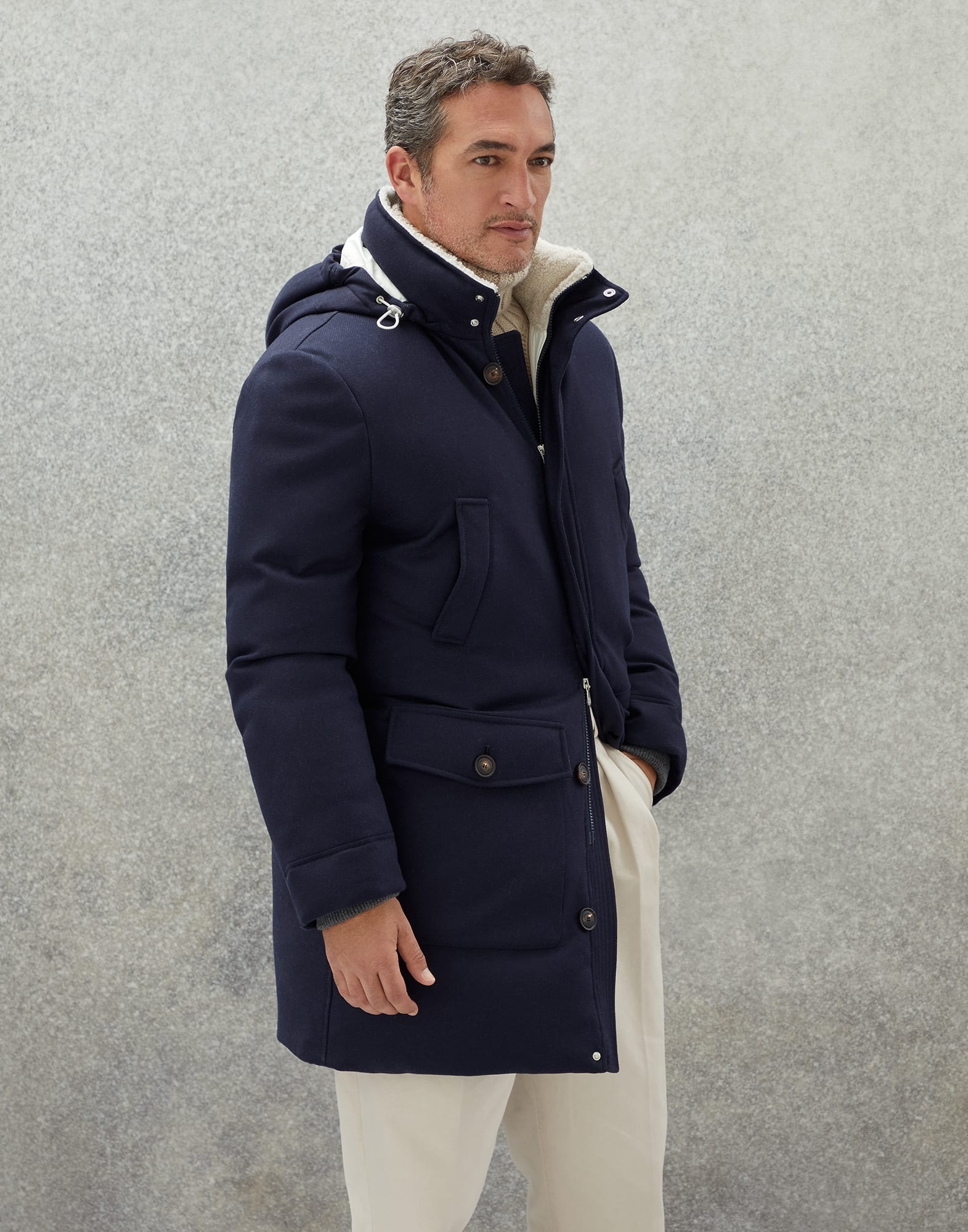 Brunello Cucinelli Wool, silk and cashmere bonded diagonal