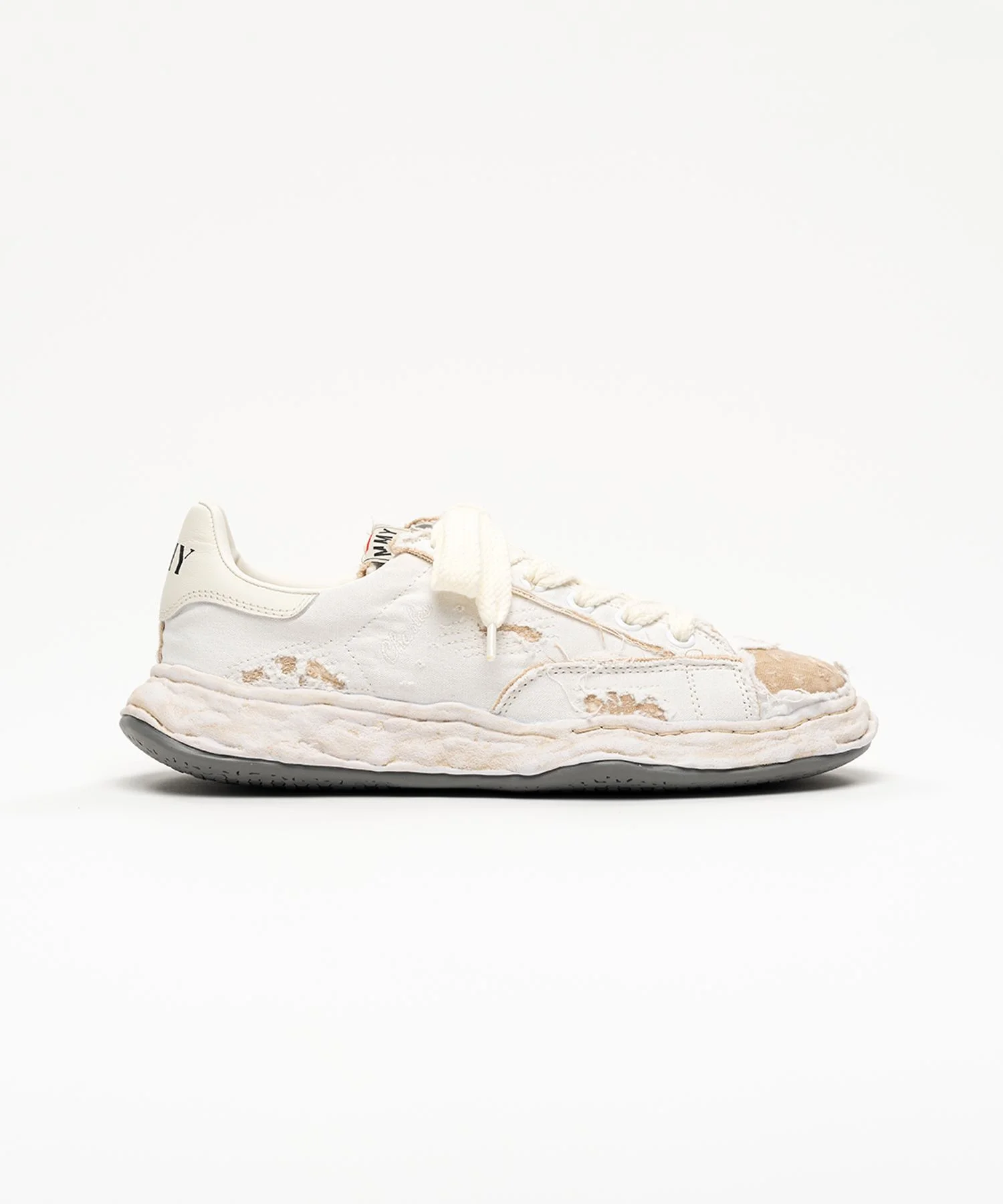 "CHARLES" OG Sole Ripped Overdye Canvas Low-top Sneaker - 1