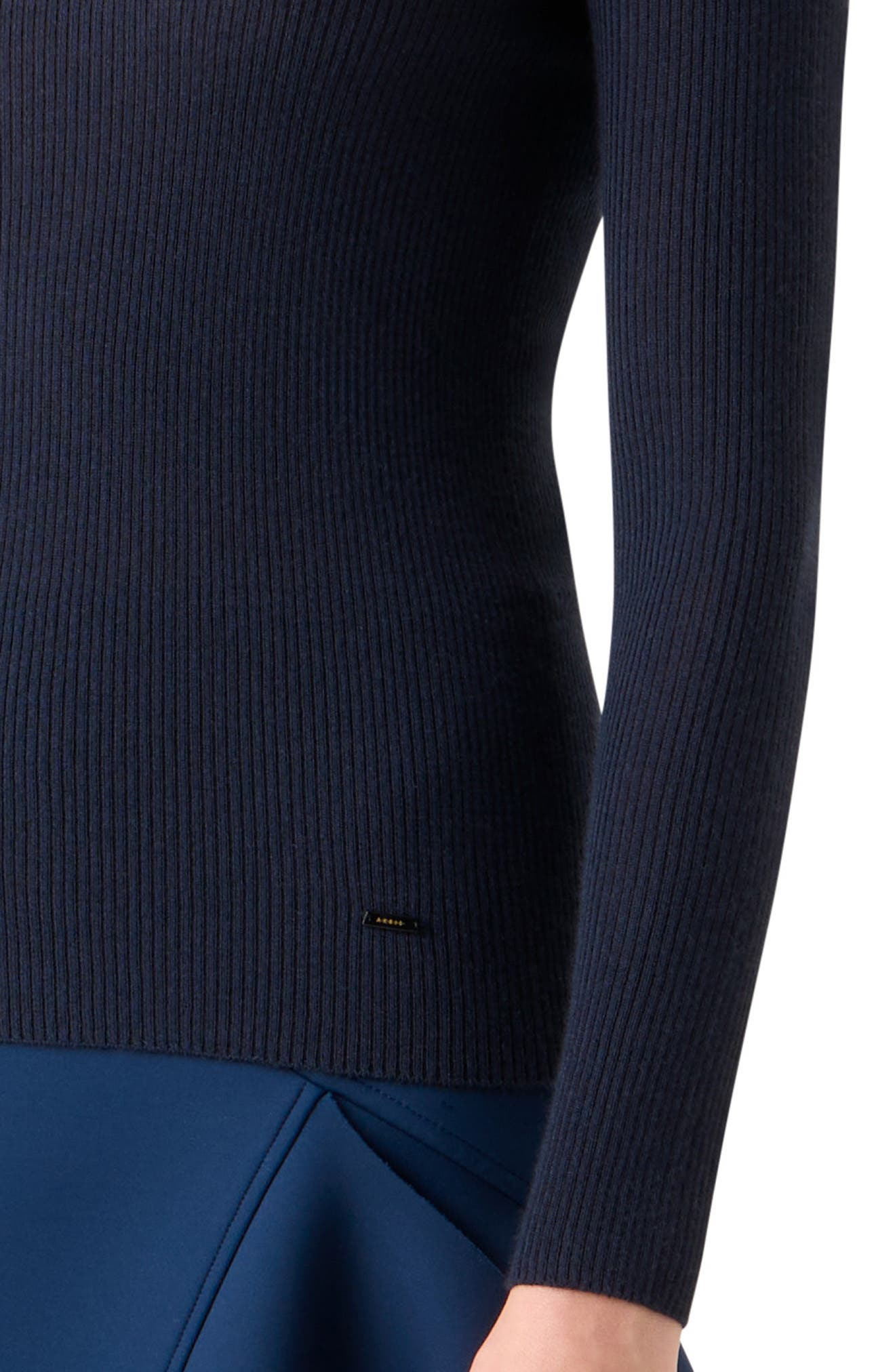 Akris Cashmere & Silk Rib Funnel Neck Sweater in Dark Navy at Nordstrom - 4