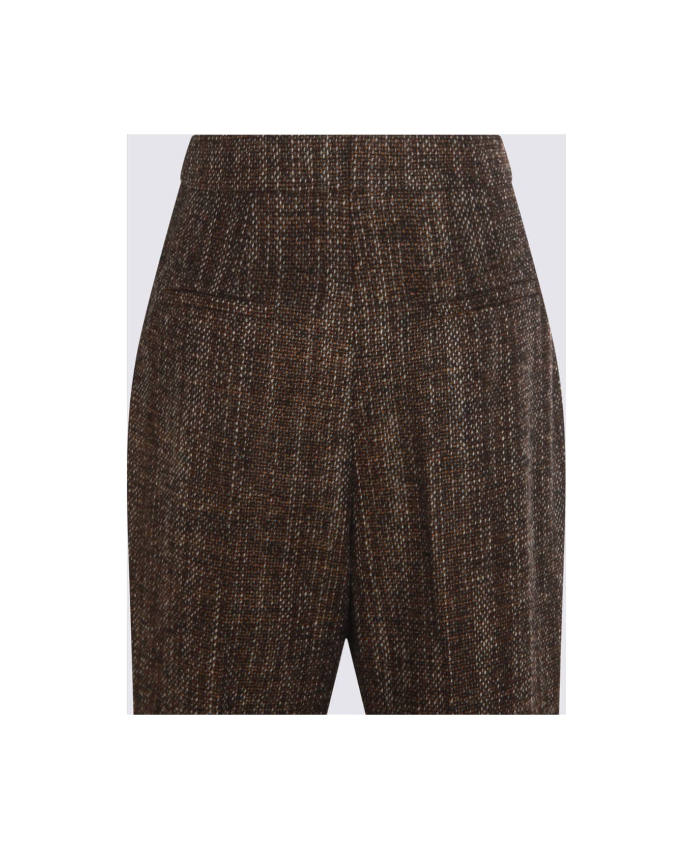 Rust Wool Flared Pants - 3