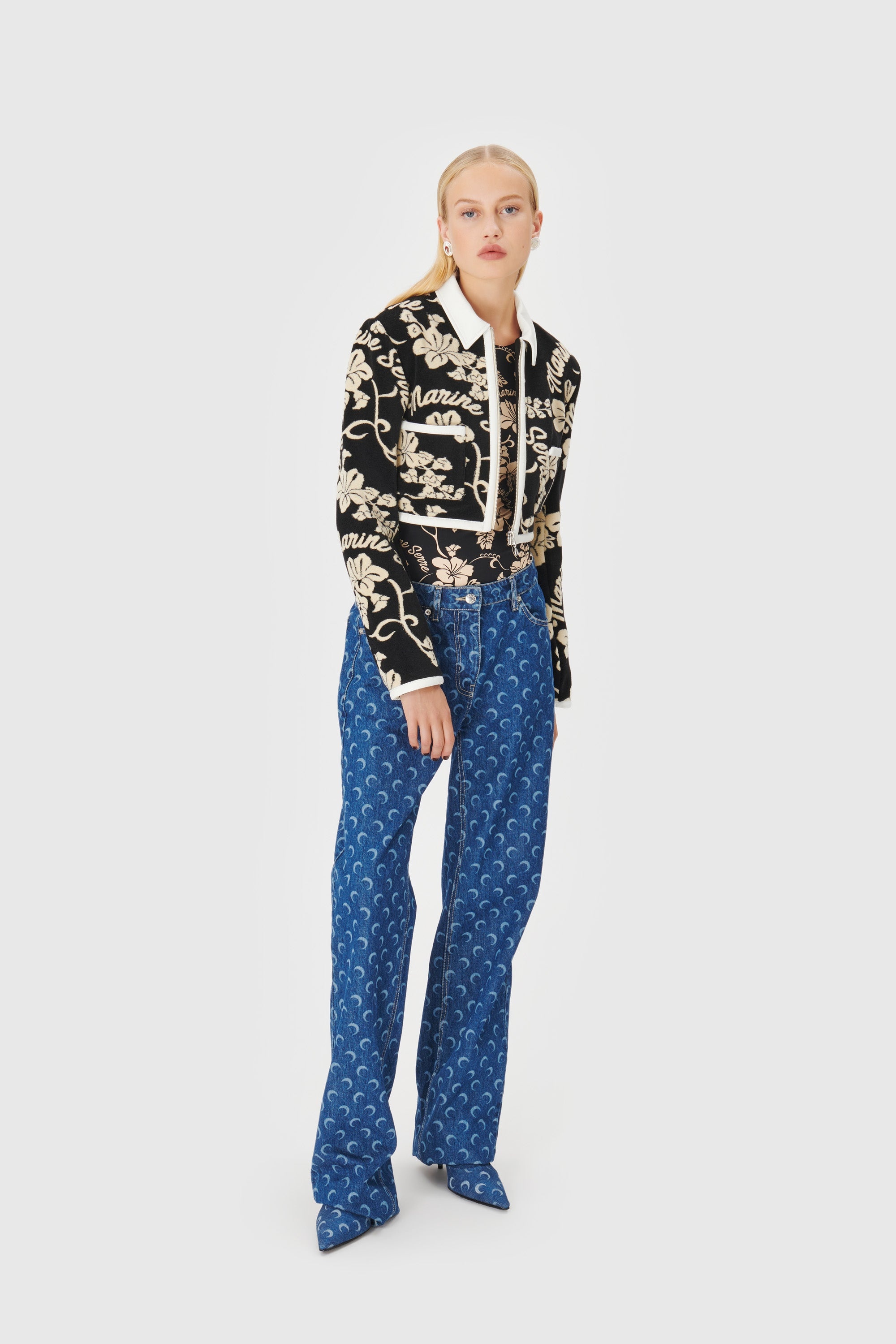 Jersey Jacquard Towels Cropped Jacket - 2