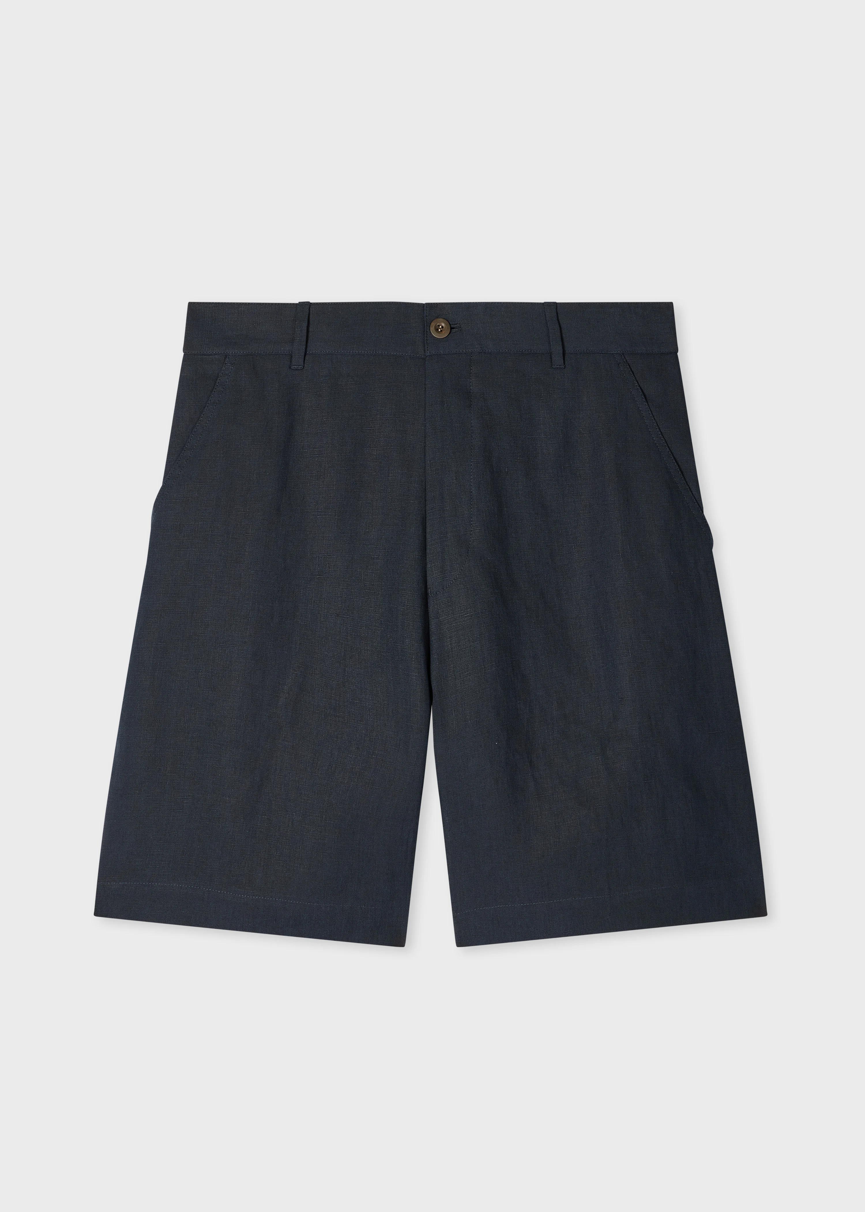 Navy Linen Shorts - 1