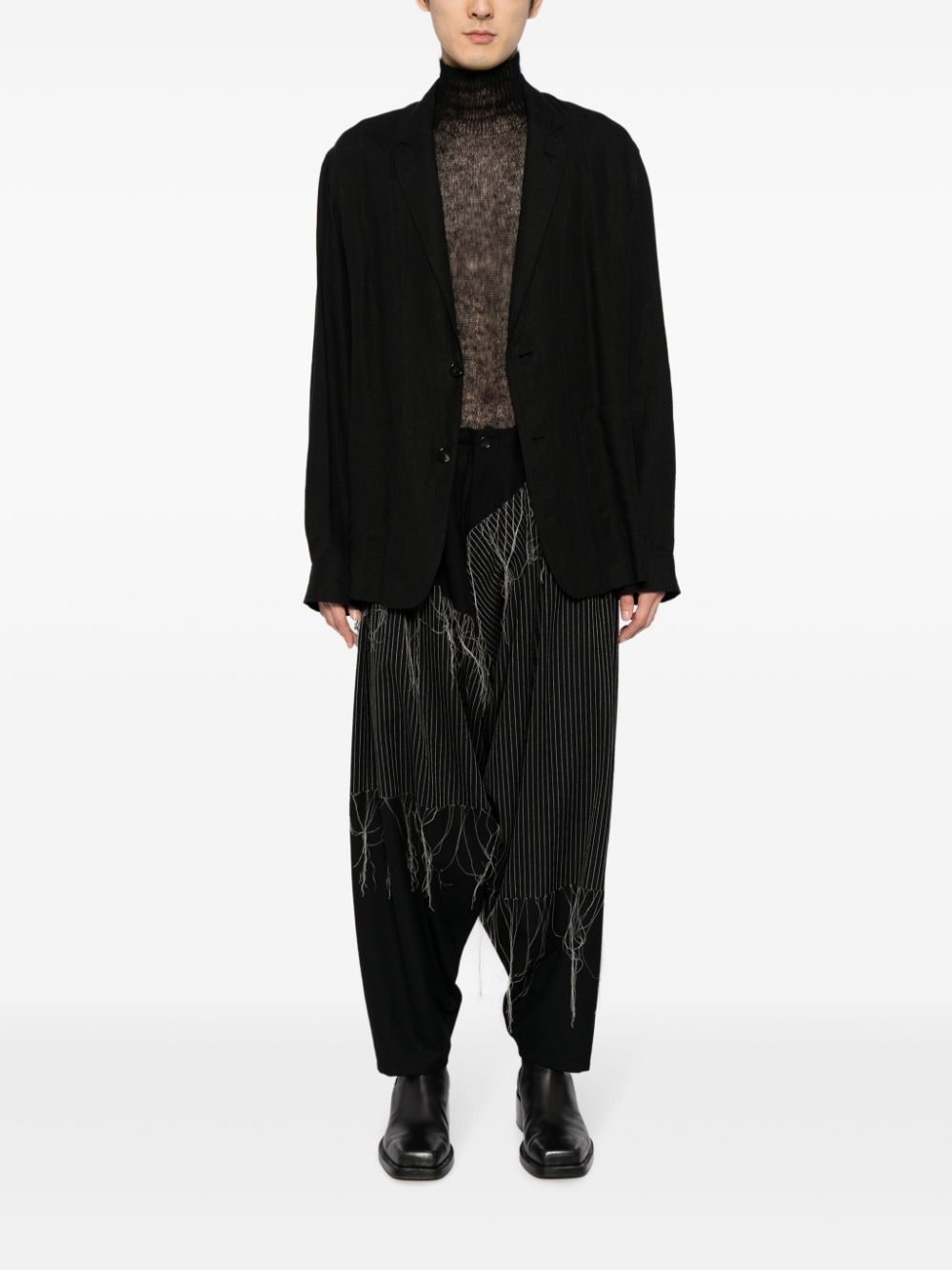 embroidered draped trousers - 2