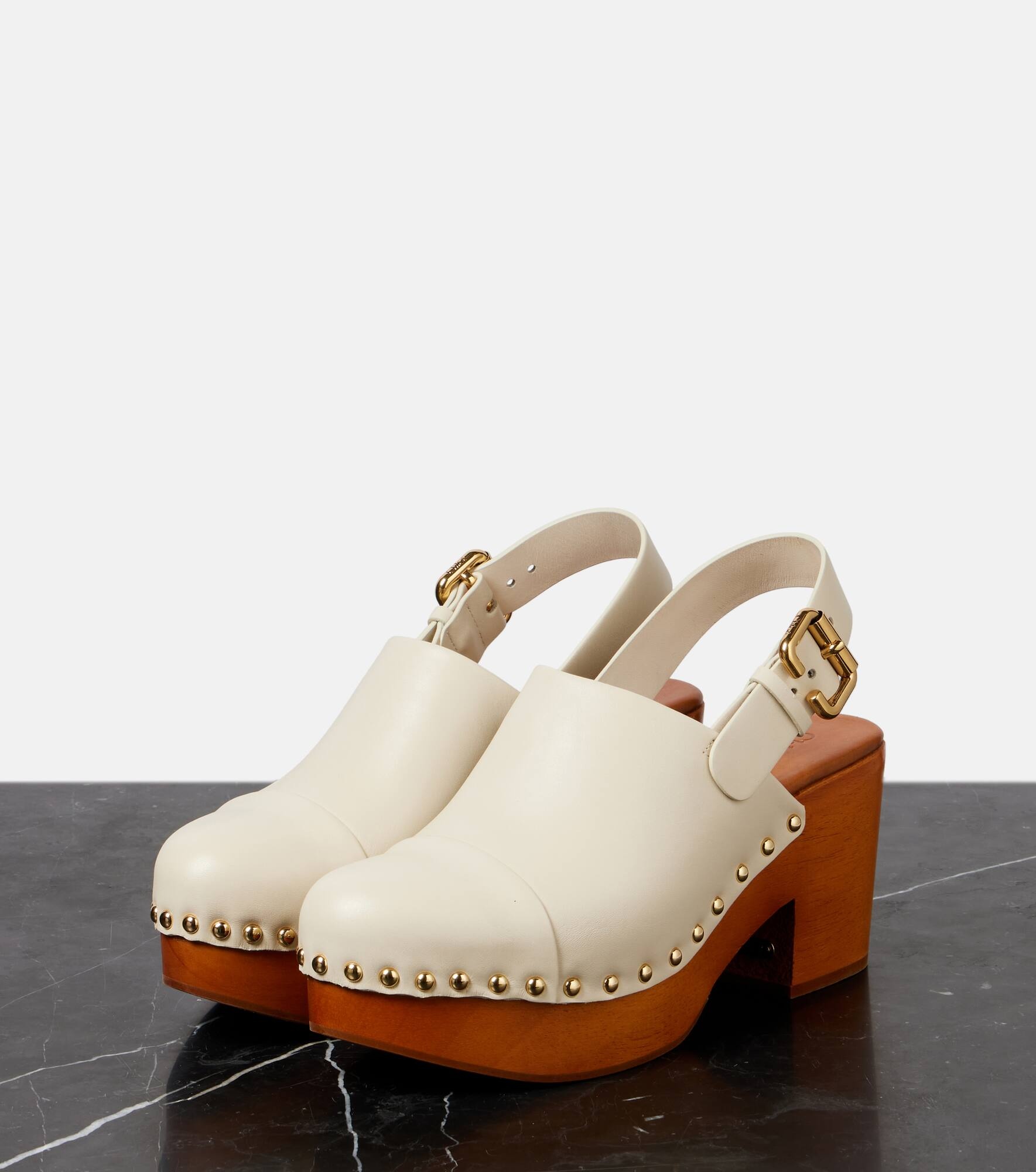 Jeannette studded leather clogs - 4