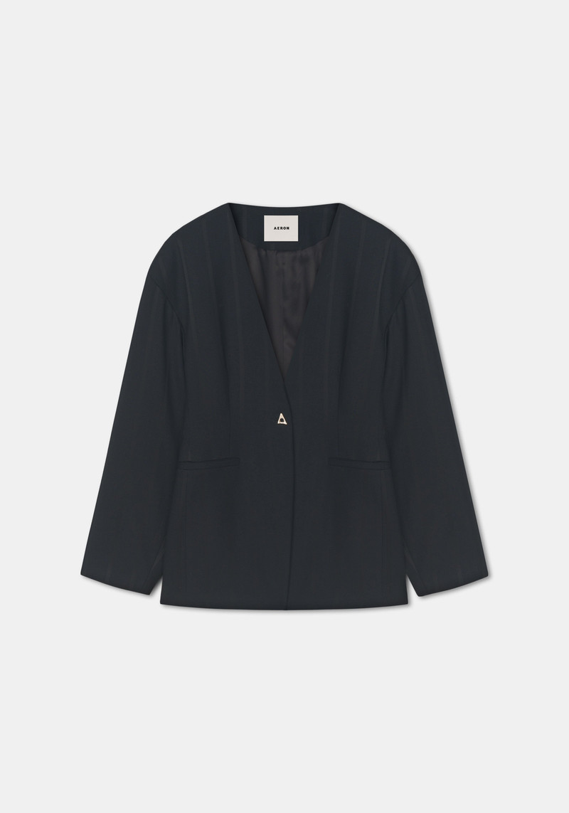 SOMERSET Collarless waisted blazer 1