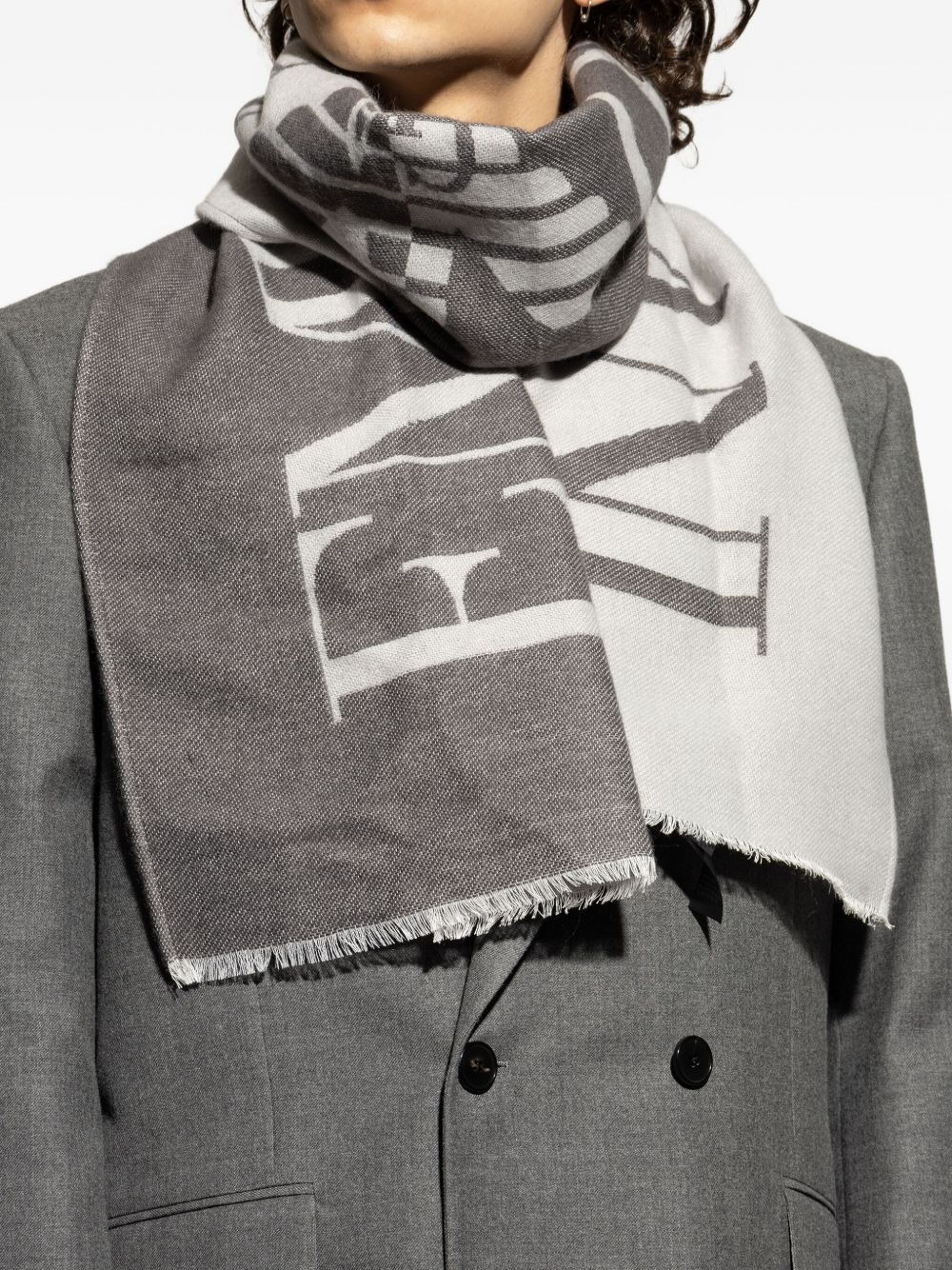logo wool scarf - 4