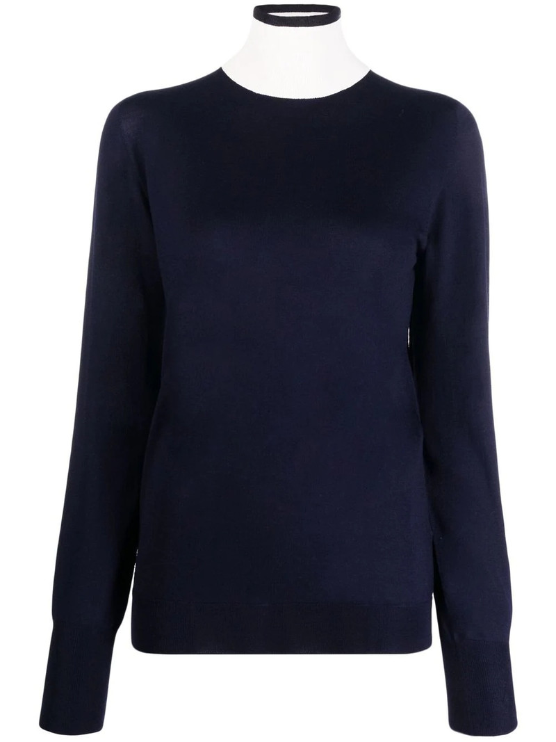 contrast-neck long-sleeved jumper 1
