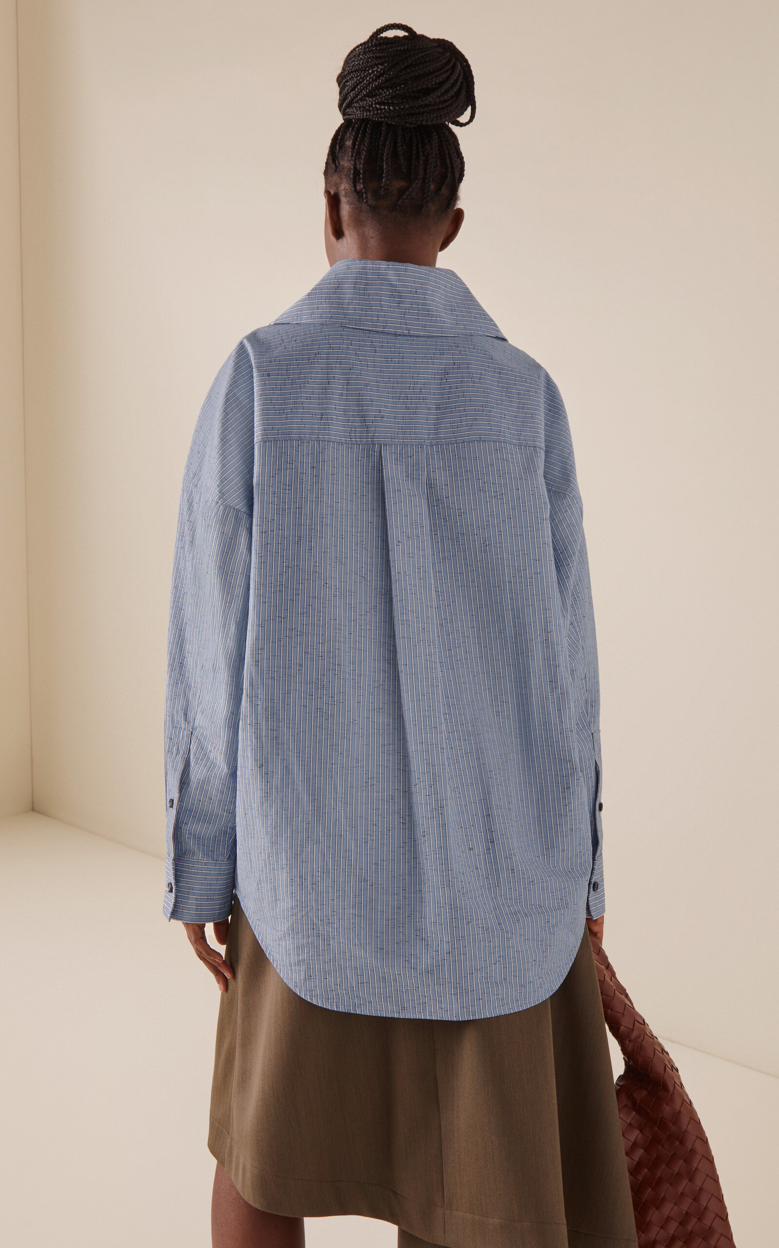 Oversized Cotton-Linen Shirt blue - 4