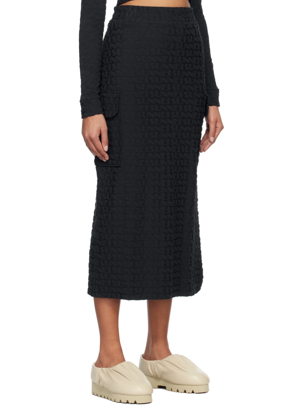 Navy Overlapped Midi Skirt - 2