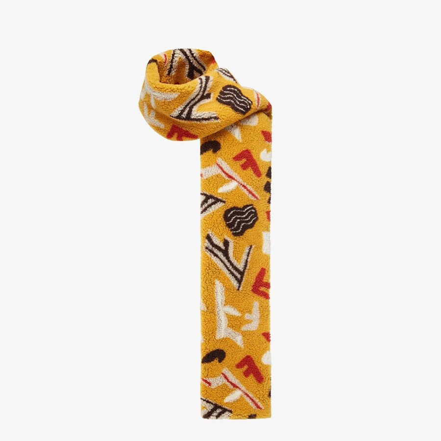 Yellow teddy fabric scarf - 2