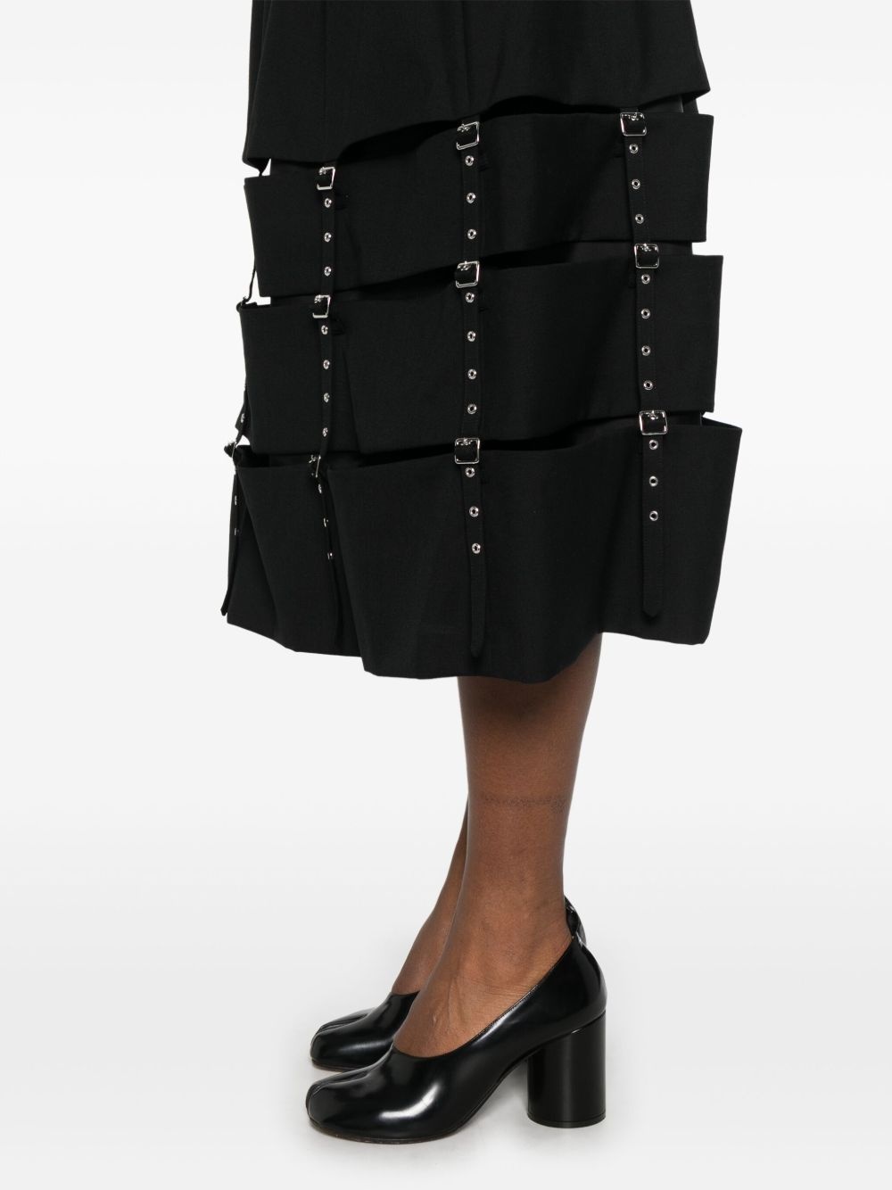 decorative-buckle midi skirt - 5