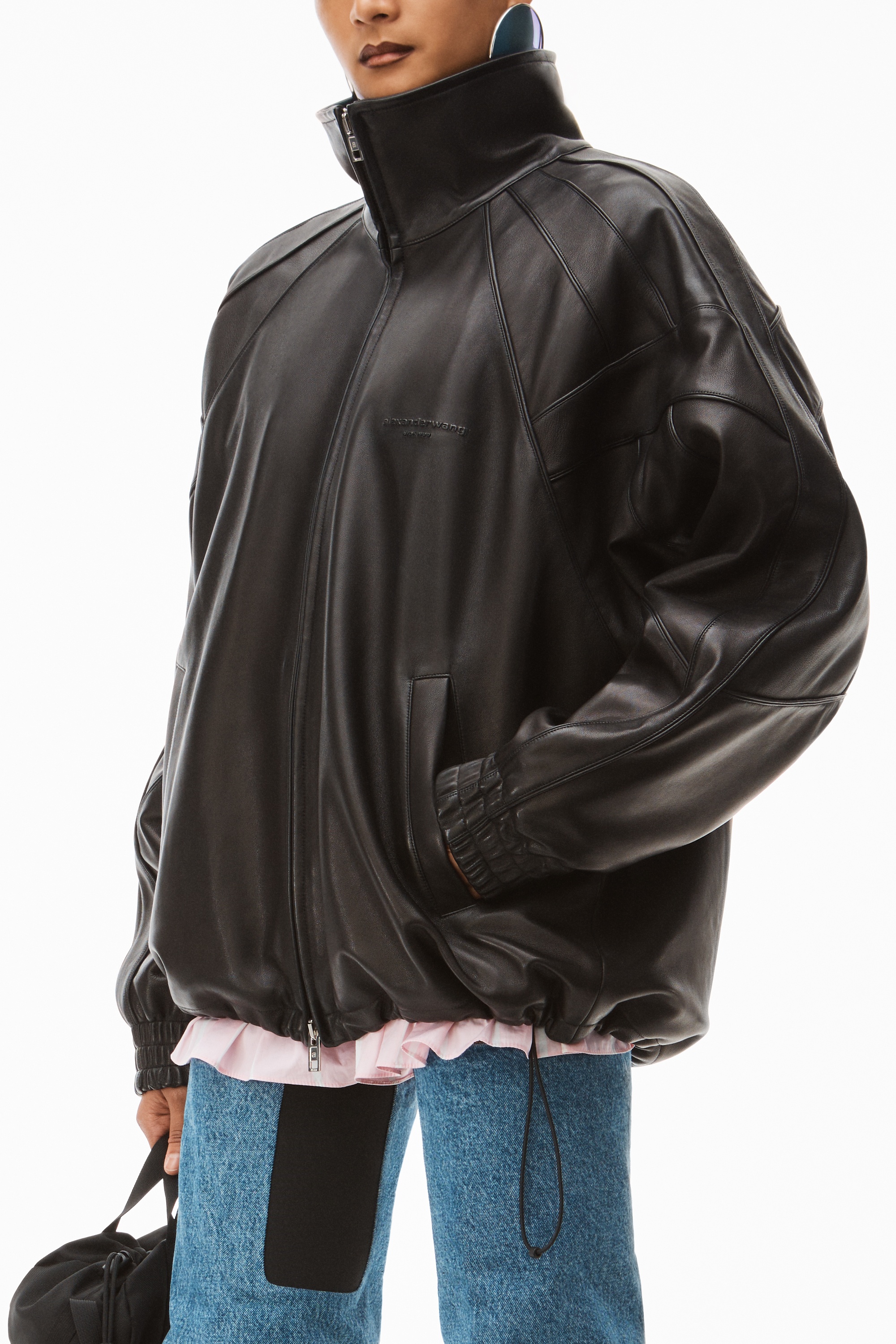 TRACK JACKET IN LUXE SMOOTH LEATHER - 3