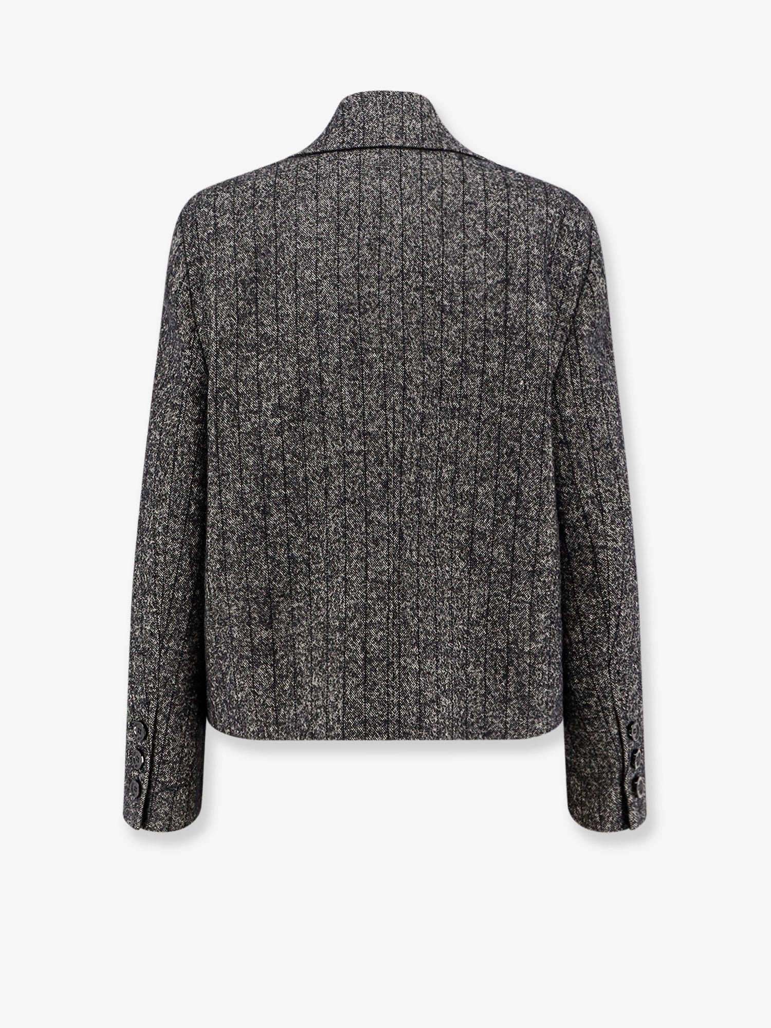 Wool Blend Striped Double-Breasted Blazer - 2