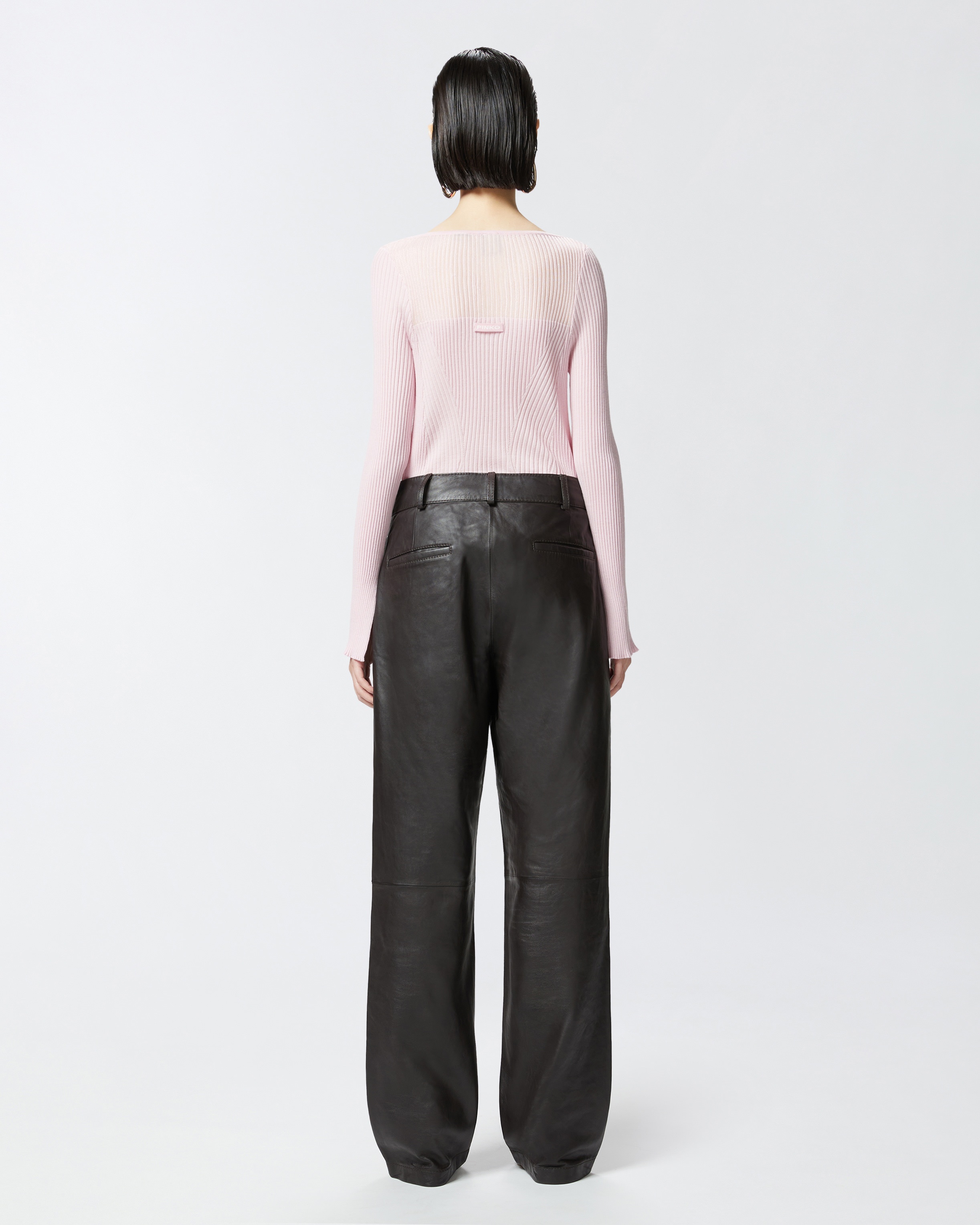 LONG-SLEEVED RIBBED SWEATER IN SILK AND CASHMERE - 3
