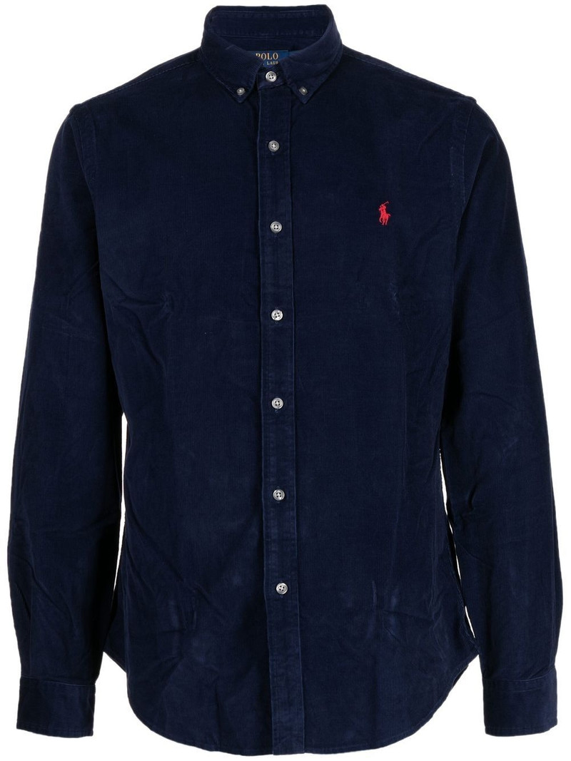 logo-embroidered cotton shirt 1