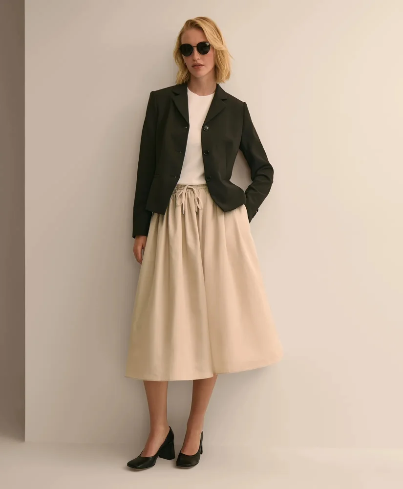 Taffeta Water-Resistant Drawstring Circle Skirt - 1