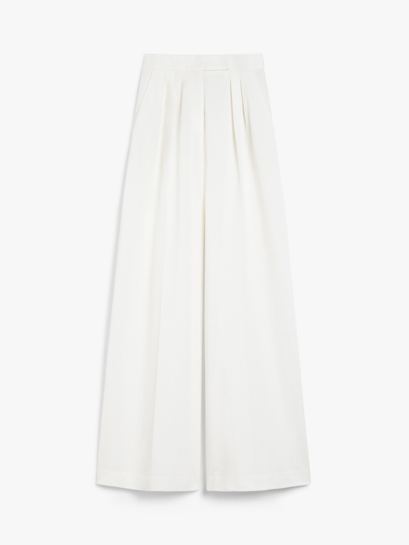 CHENZIA Wide trousers in pinstriped jacquard cotton - 1