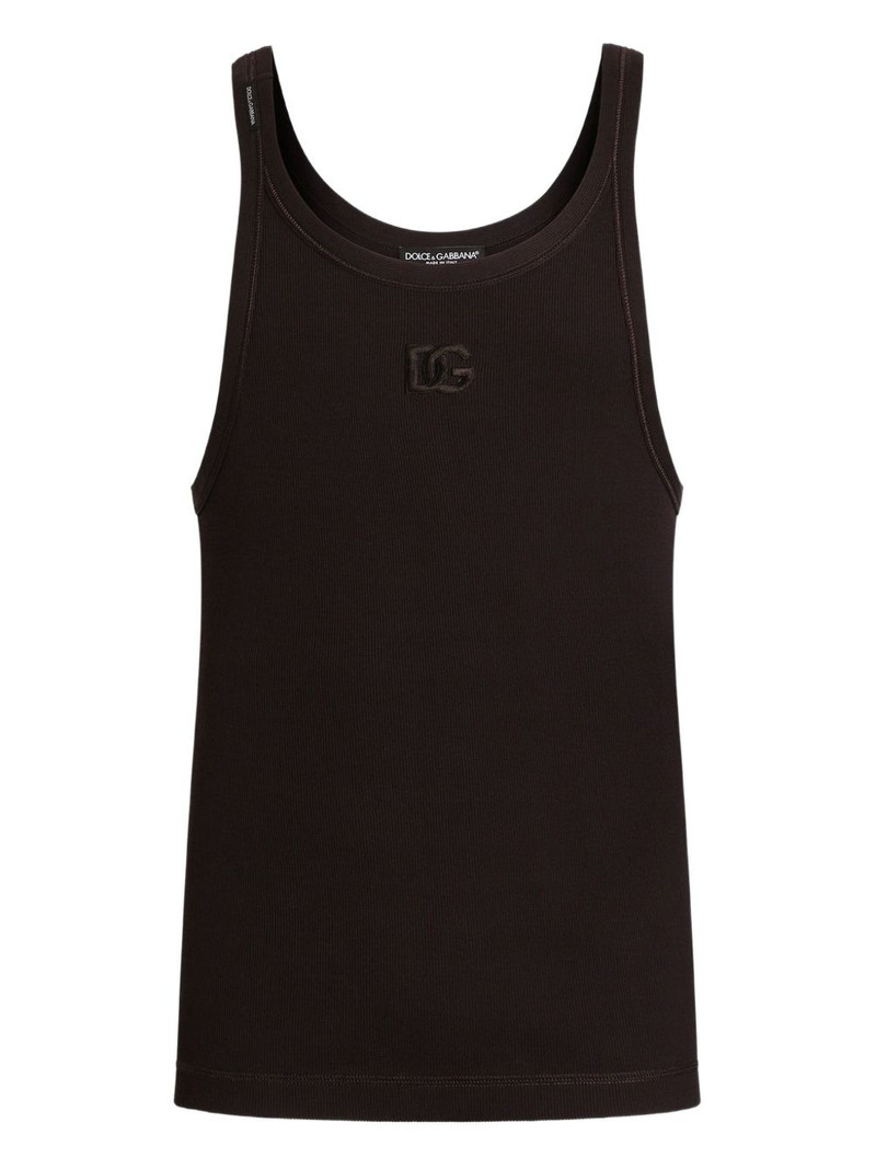 logo-embroidered ribbed tank top 1