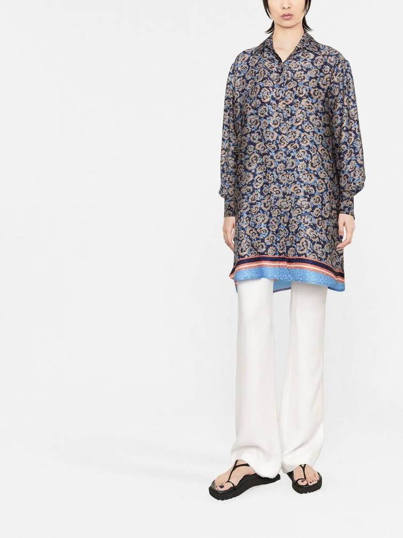 FERRAGAMO floral-print oversized silk shirt outlook