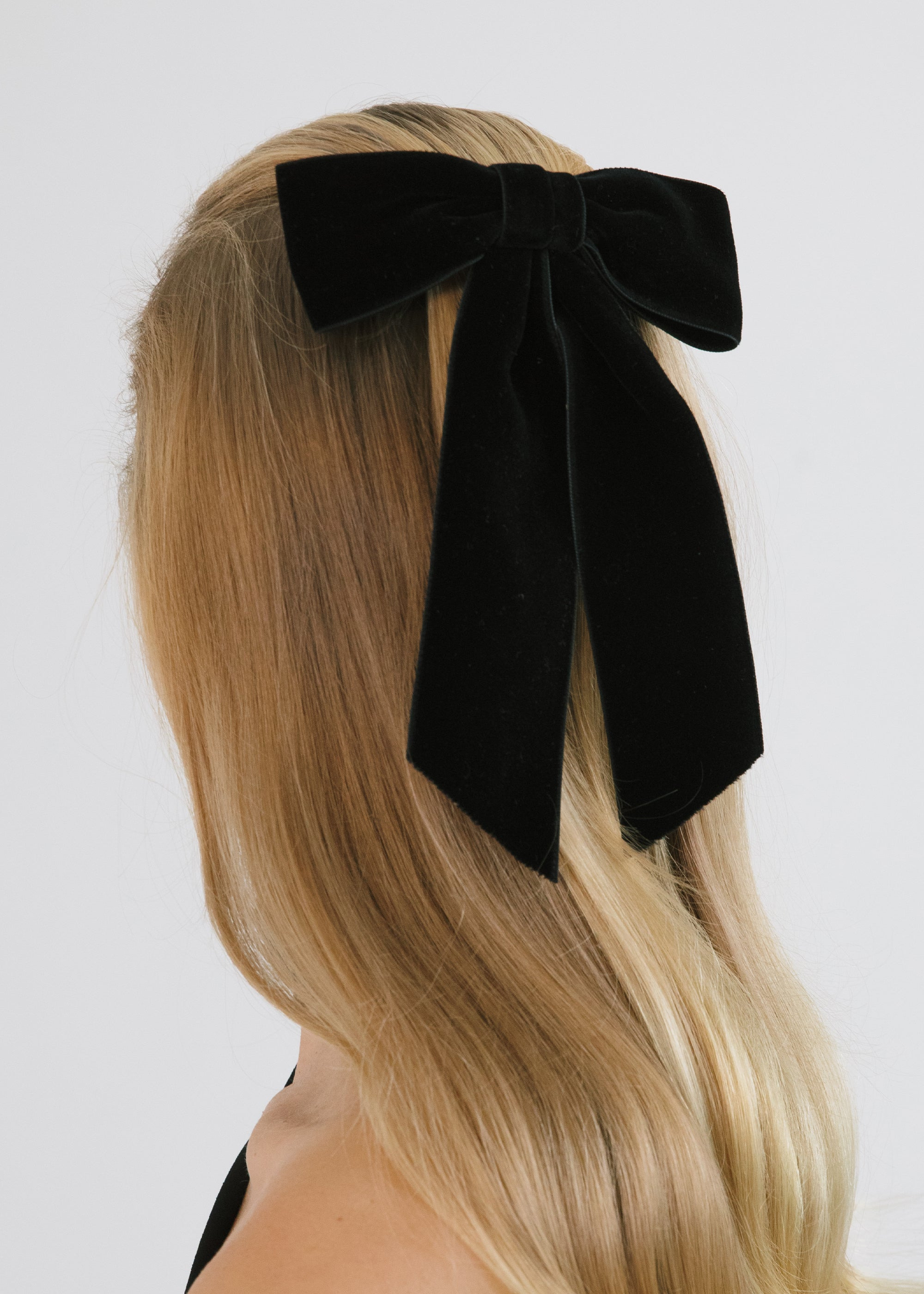Wide Velvet Bow Barrette - 2