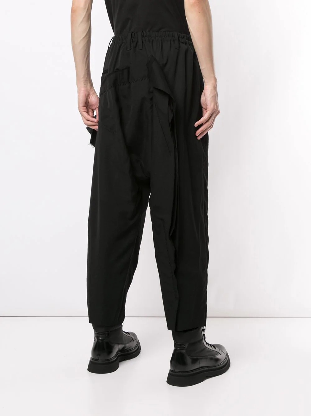 appliqué drop-crotch trousers - 4