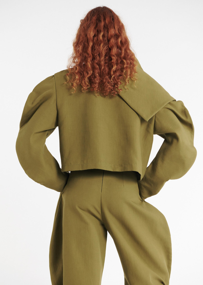 DRAPED COLLAR TOP KHAKI GREEN 3