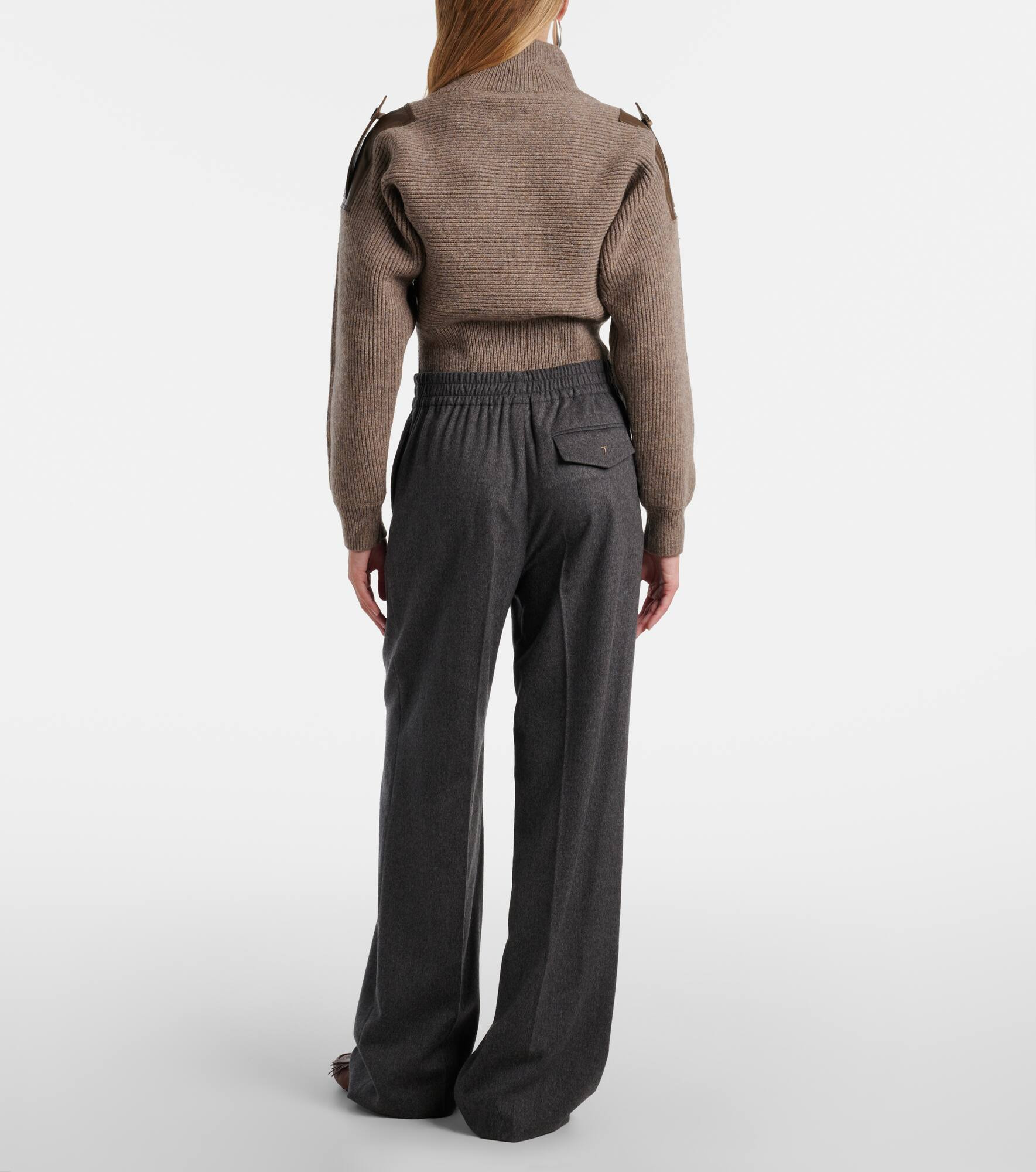 High-rise wool and cashmere wide-leg pants - 3
