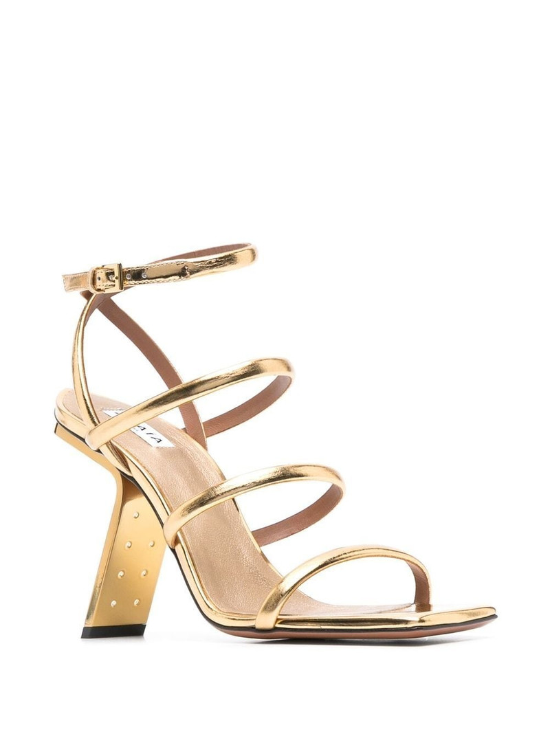 Alaïa 100mm metalic angular-heel sandals outlook