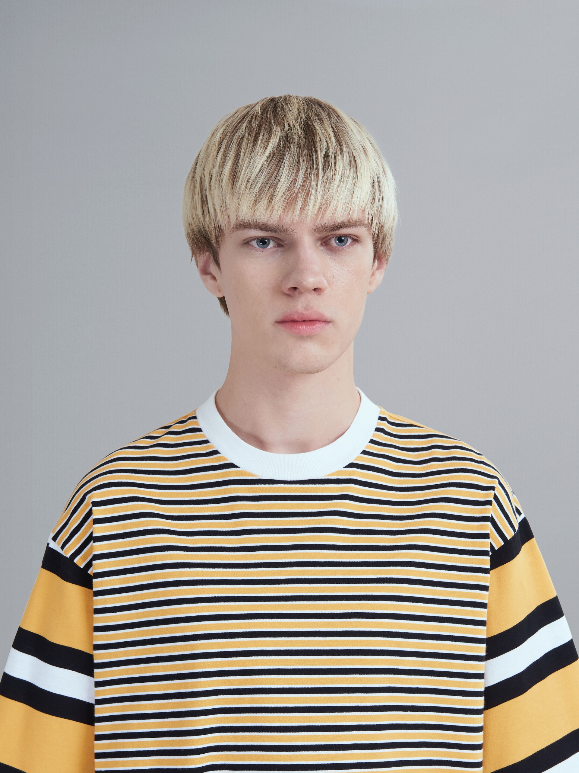 YELLOW STRIPED COTTON JERSEY CREWNECK T-SHIRT - 4