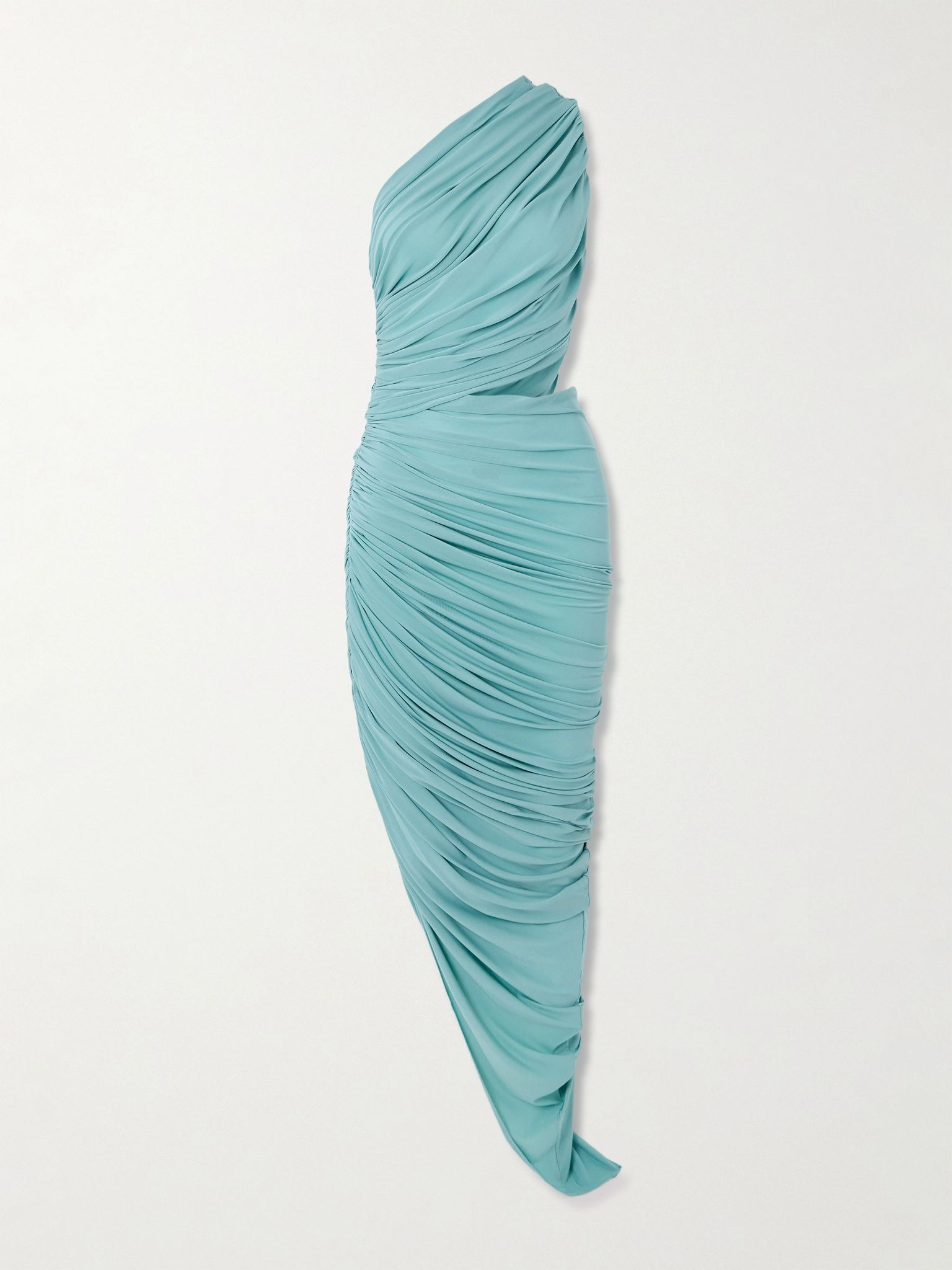 One-shoulder asymmetric cutout jersey dress Turquoise - 1