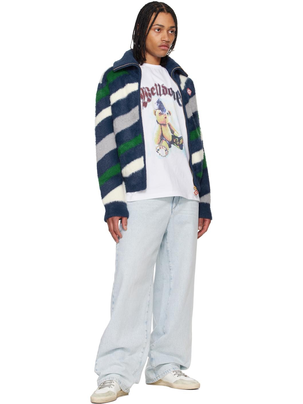 White & Green Ball Star Sneakers - 5
