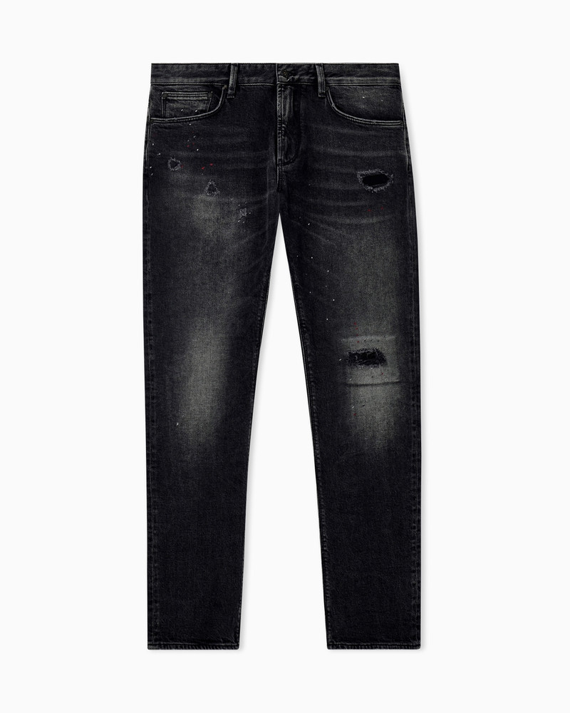 FIVE-POCKET JEANS SLIM FIT DISTRESSED WITH PAINT SPLATTERS 1