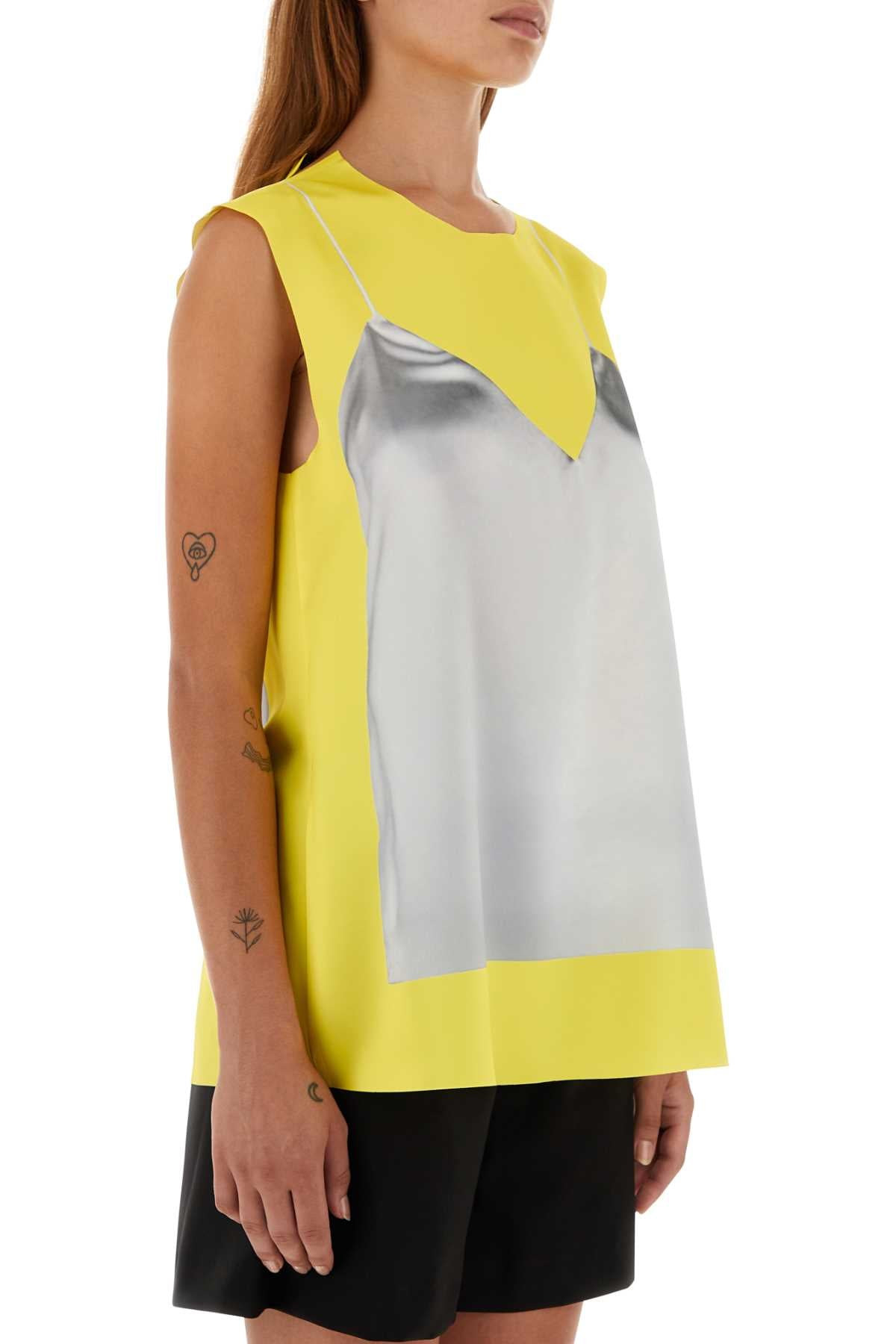 Loewe Women Fluo Yellow Satin Top - 3