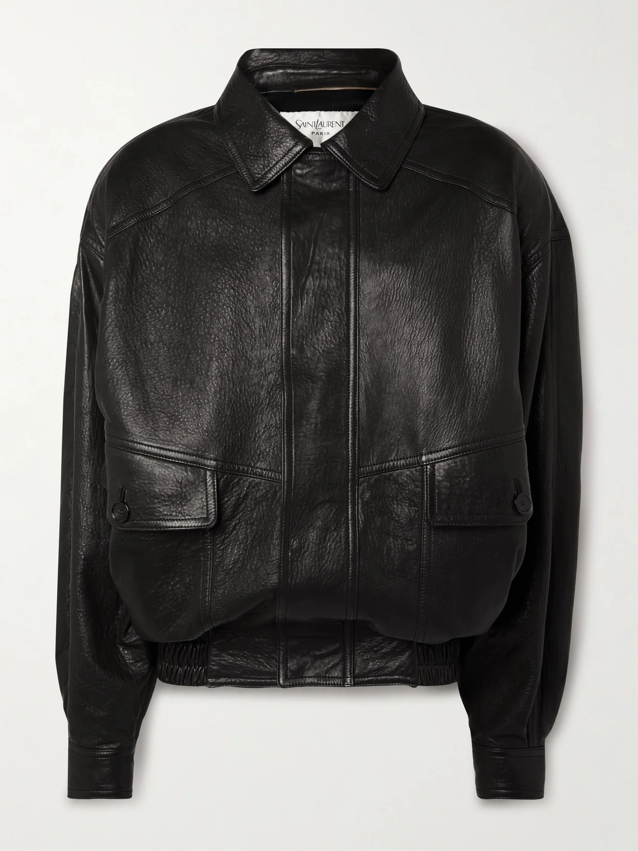 Textured-leather Bomber Jacket - 1