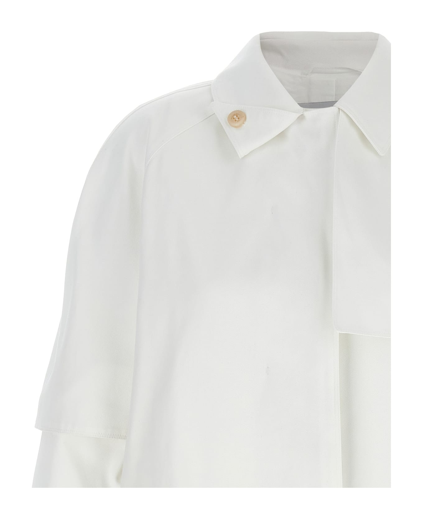 'baba' White Cotton Raincoat - 3