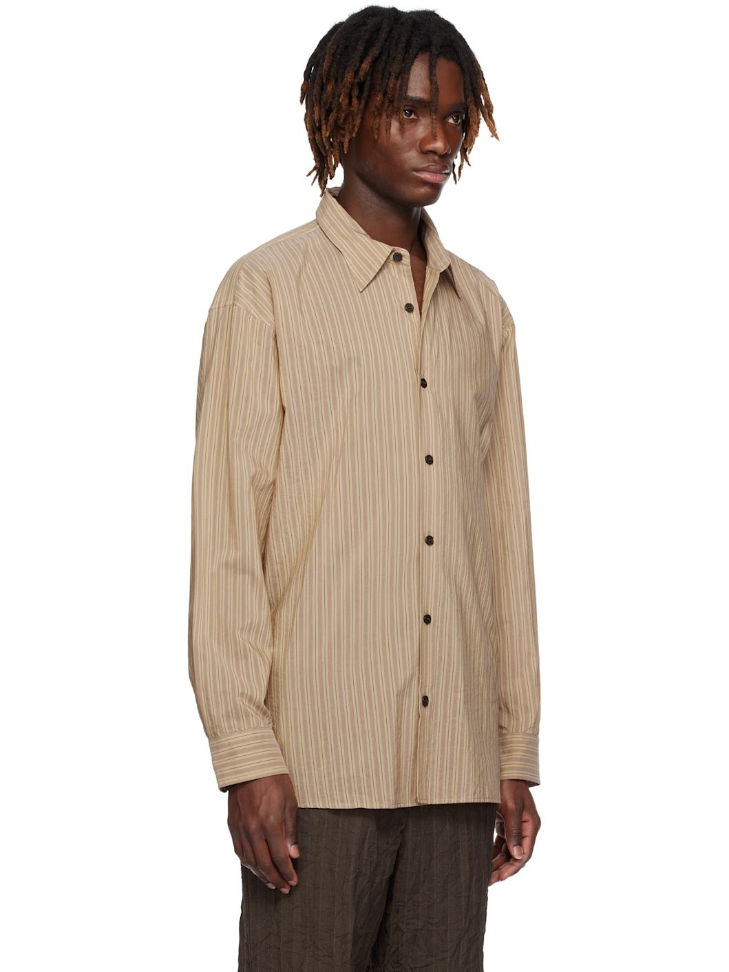 Beige Loose Cotton Shirt - 2